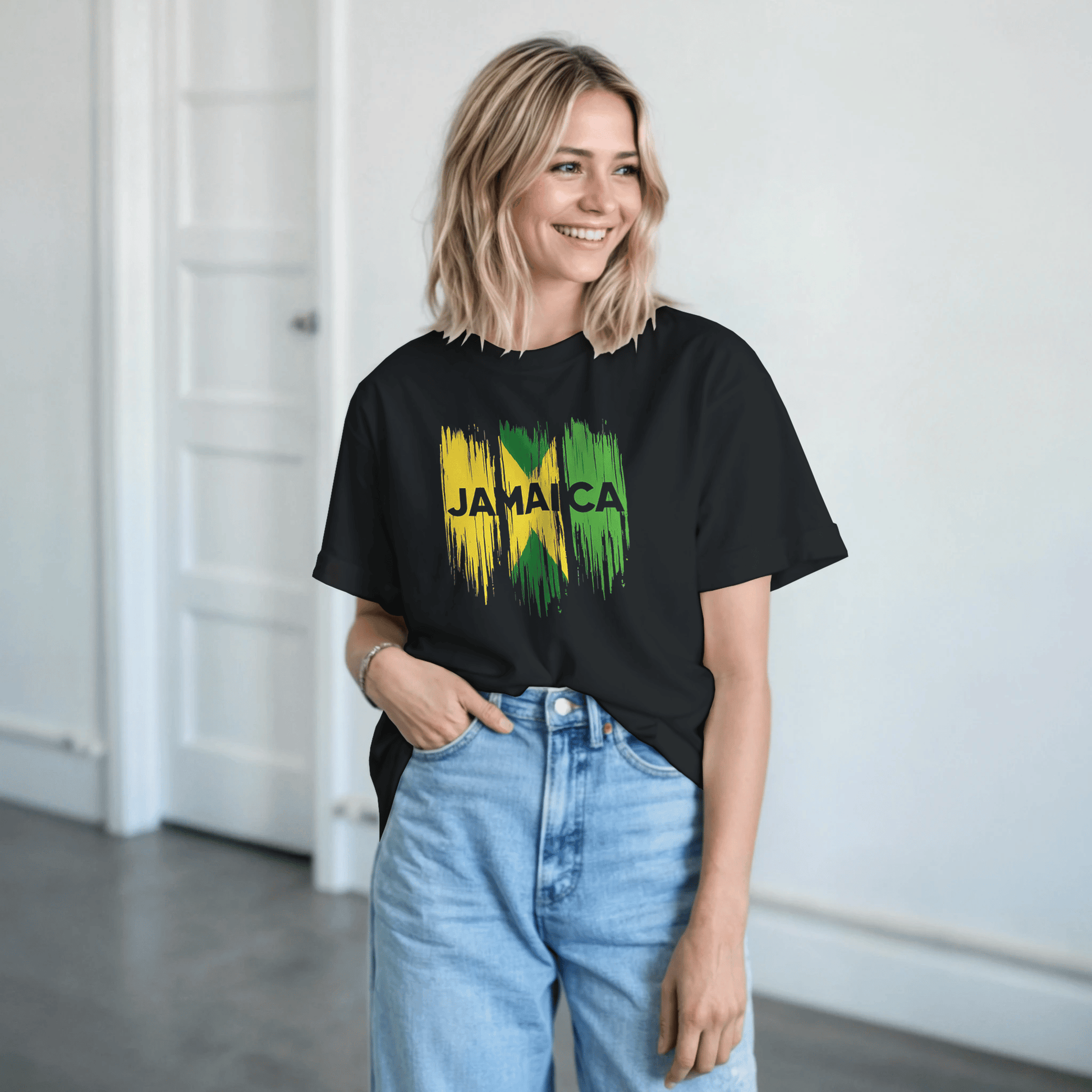 Stylish3Tees.com Print Material Raw Unfiltered Jamaica Heavyweight Unisex Crewneck T-shirt
