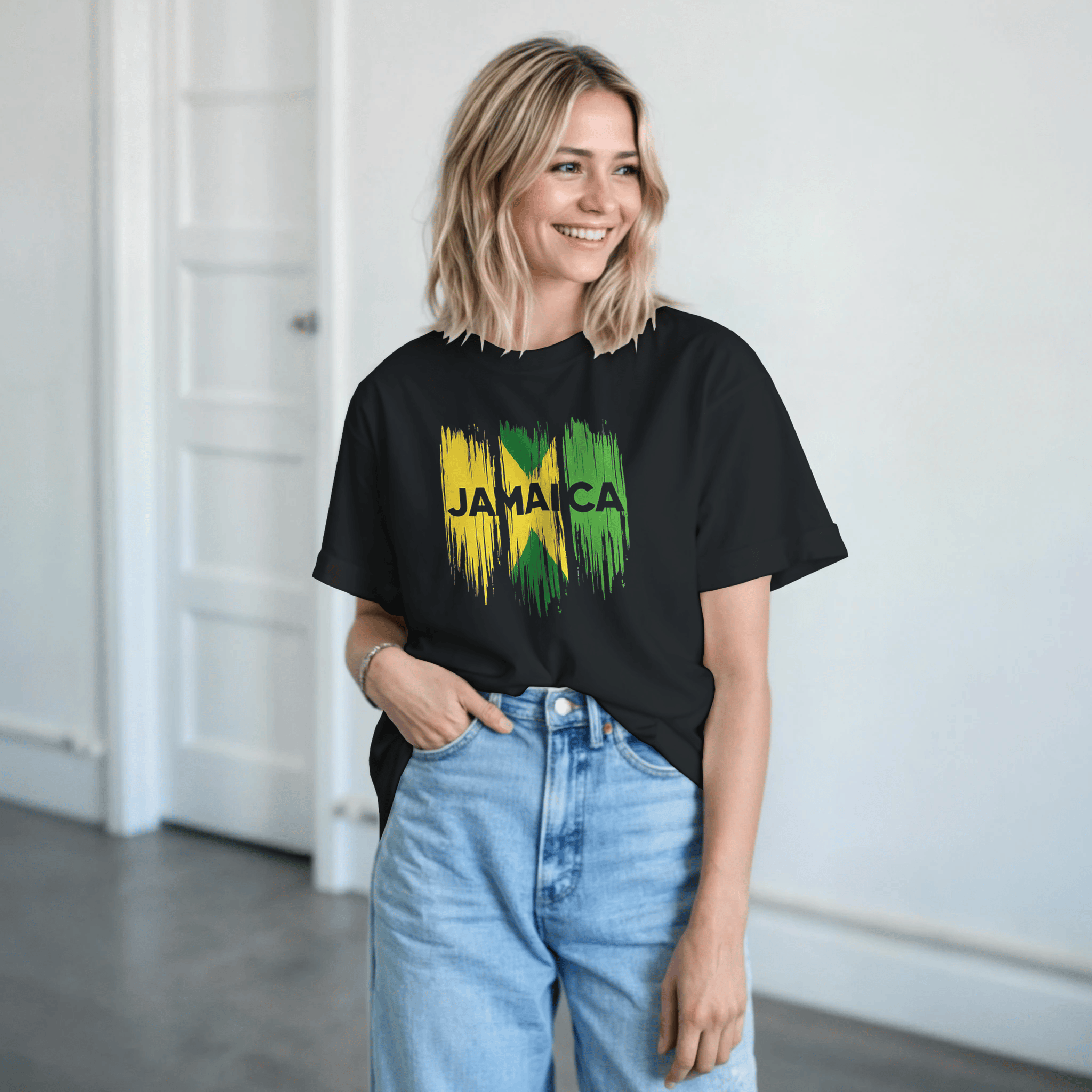 Stylish3Tees.com Print Material Raw Unfiltered Jamaica Heavyweight Unisex Crewneck T-shirt