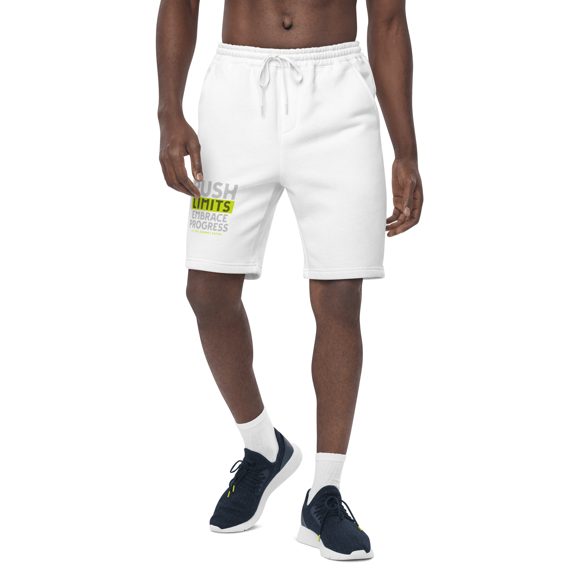 Stylish3Tees.com Push Limits Embrace Progress Men's fleece shorts