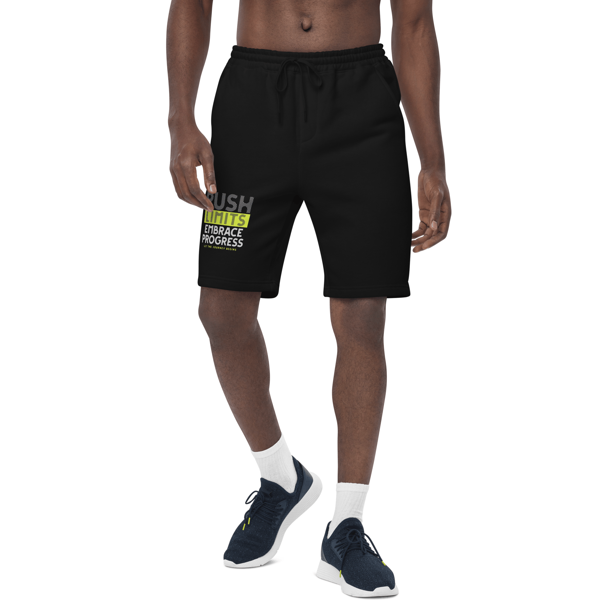 Stylish3Tees.com Push Limits Embrace Progress Men's fleece shorts