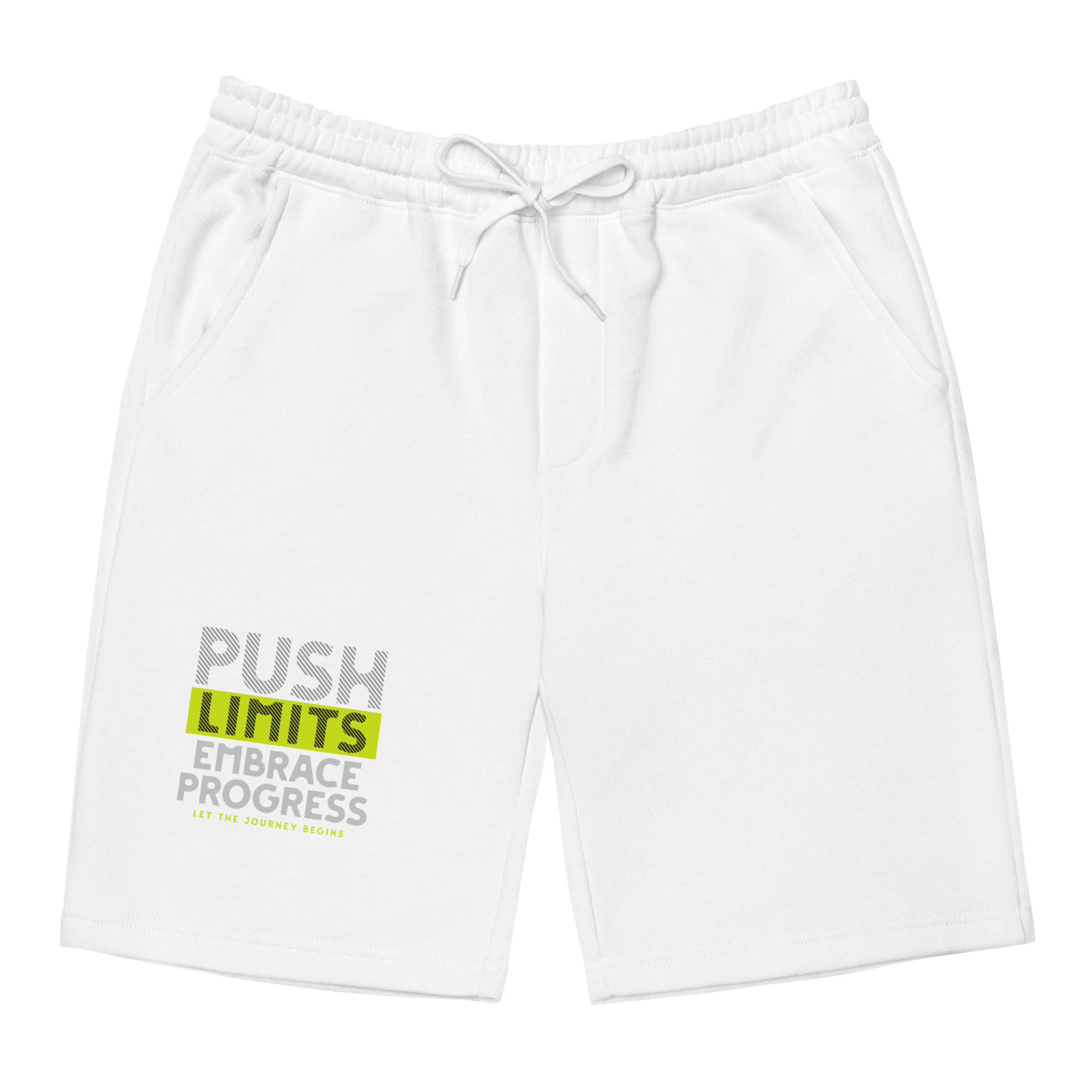 Stylish3Tees.com Push Limits Embrace Progress Men's fleece shorts
