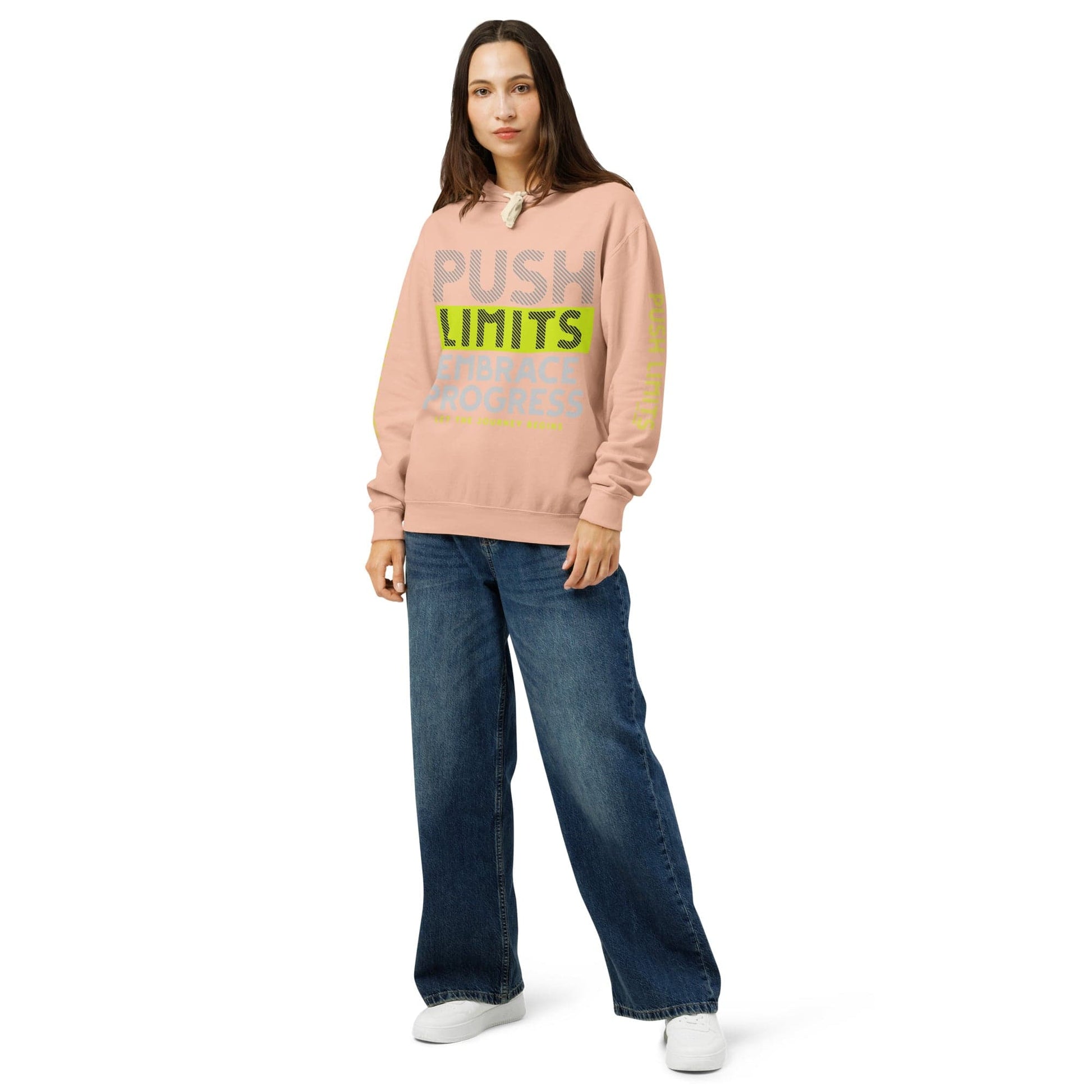 Stylish3Tees.com Push Limits Embrace Progress Unisex garment-dyed lightweight hoodie