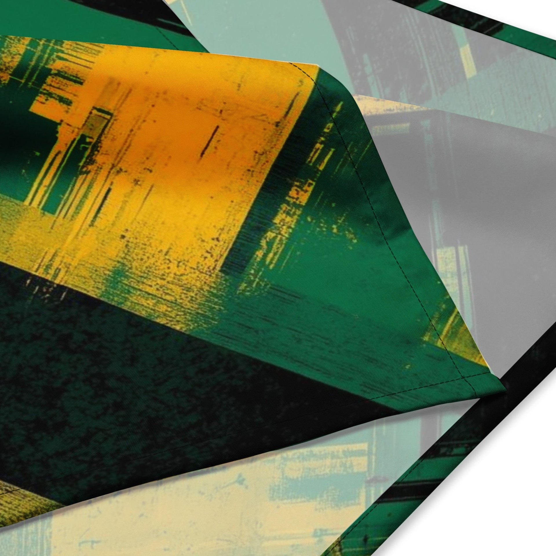 Stylish3Tees.com S Bold Geometry (Green, Gold & Black) All-over print bandana