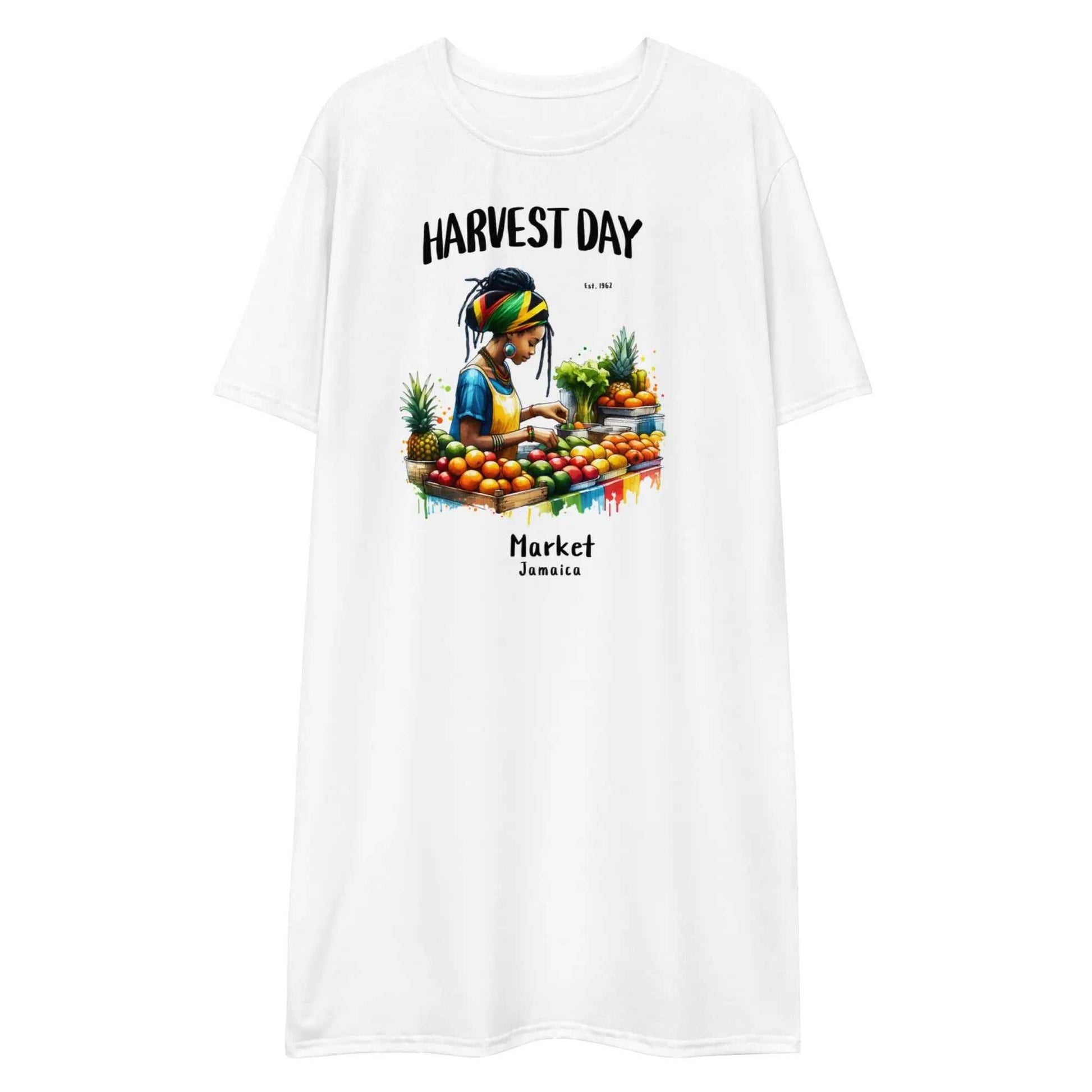 Stylish3Tees.com S Harvest Day Market Ladies Comfort Tall T shirt dress