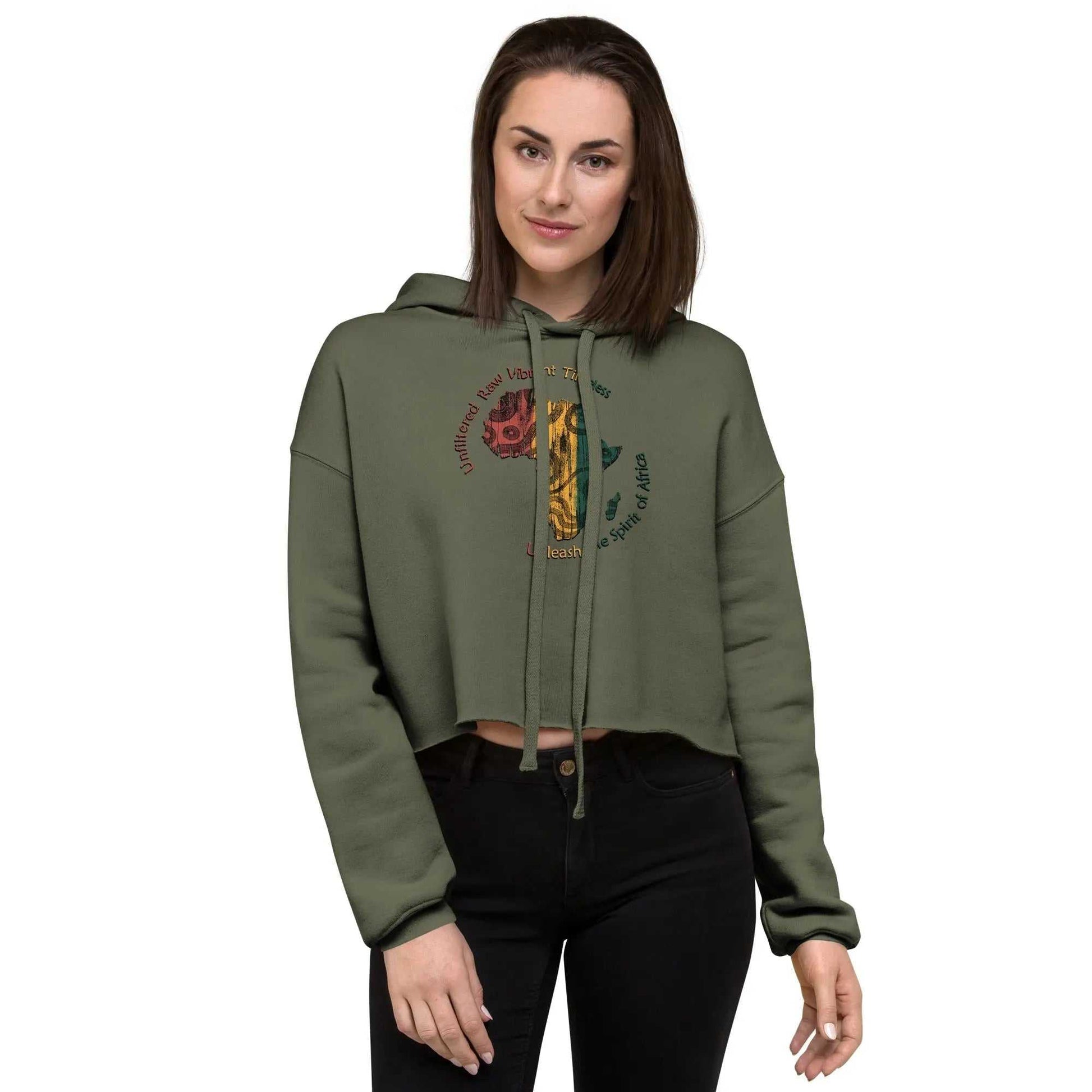STYLISH3TEES.COM Spirit Of Africa Ladies Crop Hoodie