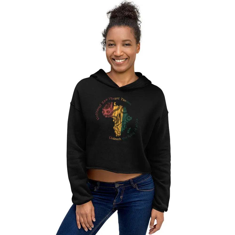 STYLISH3TEES.COM Spirit Of Africa Ladies Crop Hoodie