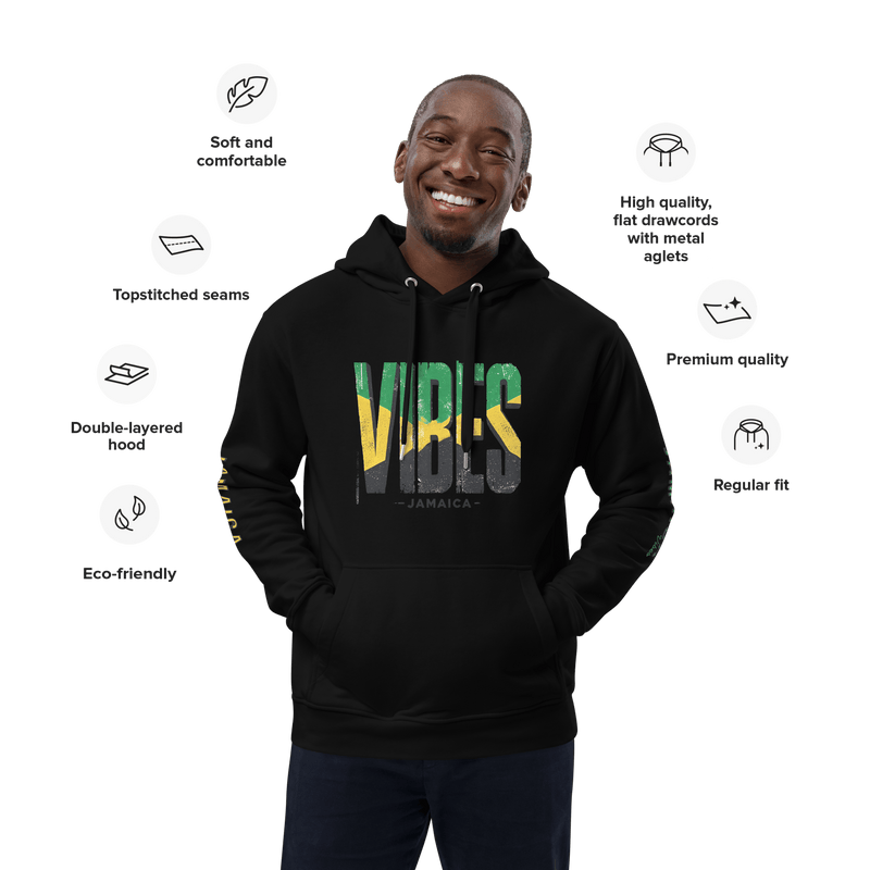 Stylish3Tees.com T-Shirts Black / XS Vibes Jamaica Premium eco hoodie