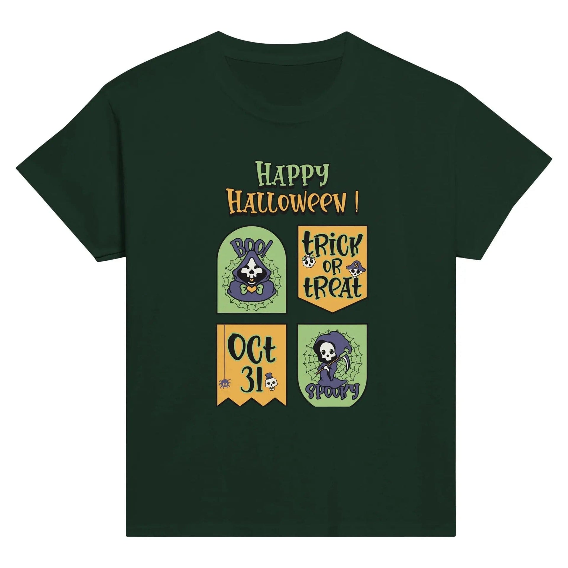Stylish3Tees.com T-Shirts Forest Green / S Happy Halloween Classic Kids Crewneck T-shirt