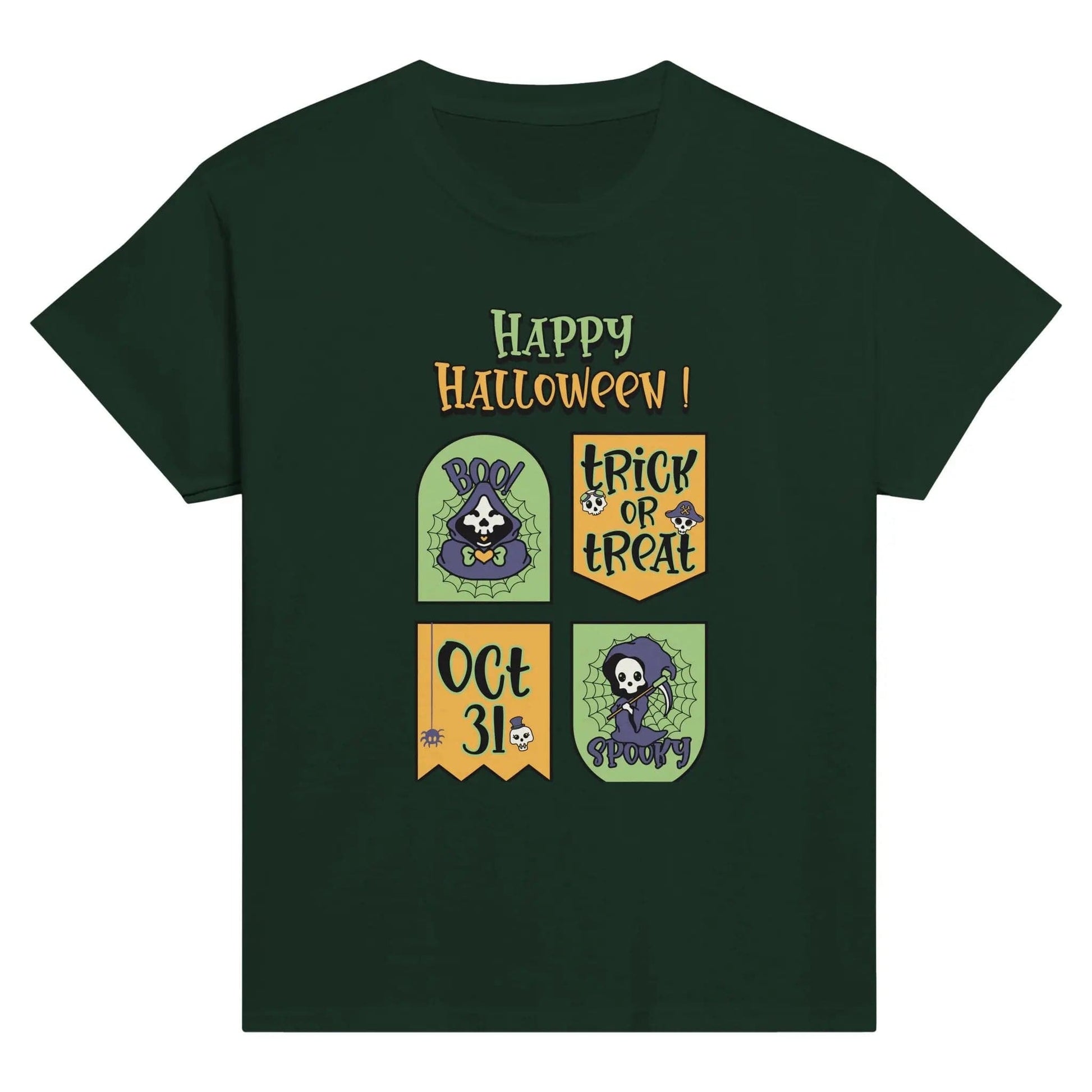 Stylish3Tees.com T-Shirts Forest Green / S Happy Halloween Classic Kids Crewneck T-shirt