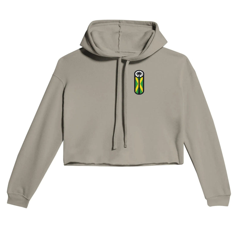 Stylish3Tees.com T-Shirts Military Green / S Jamaica Raw Unfiltered Women's Cropped Hoodie | Bella + Canvas 7502