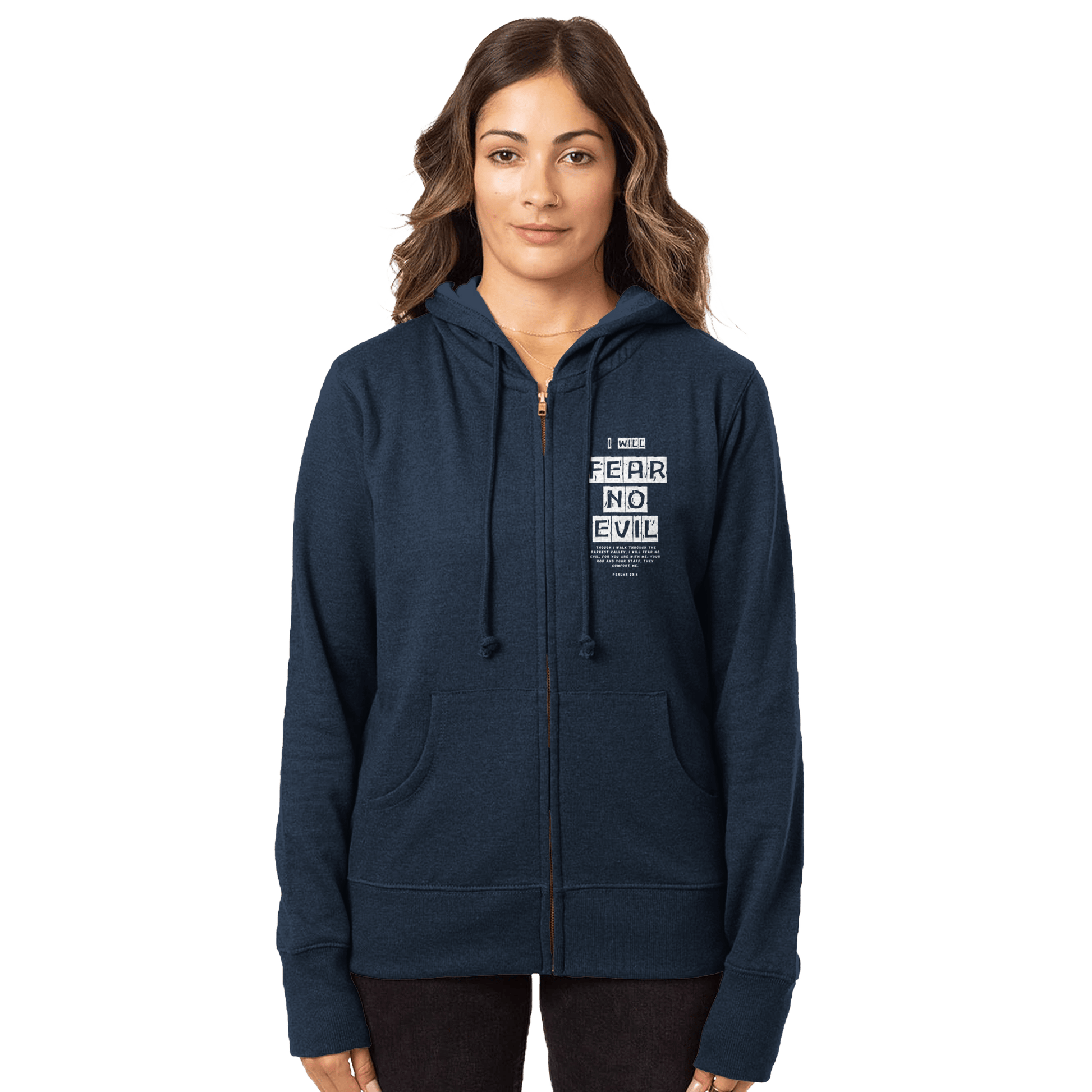 Stylish3Tees.com T-Shirts S / water I Will Fear No Evil Organic Women's Heathered Zip Hoodie | Econscious EC4580