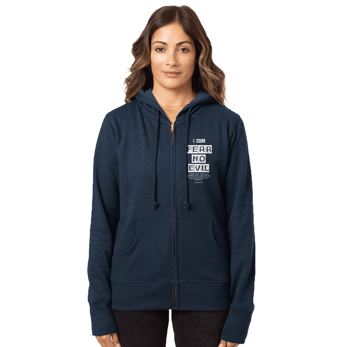 Stylish3Tees.com T-Shirts S / water I Will Fear No Evil Organic Women's Heathered Zip Hoodie | Econscious EC4580