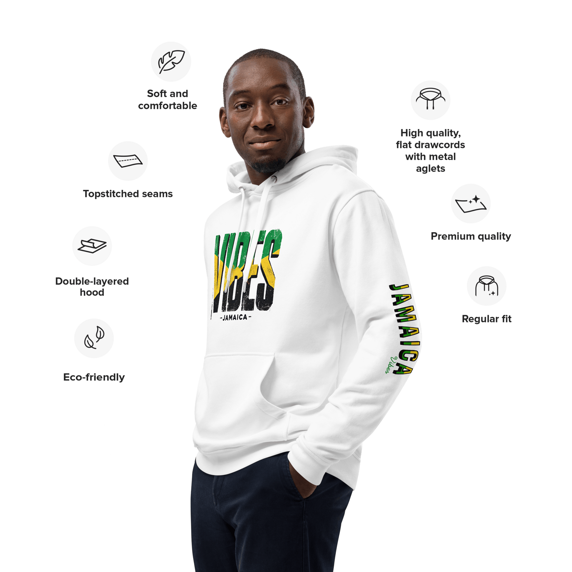 Stylish3Tees.com T-Shirts Vibes Jamaica Premium eco hoodie