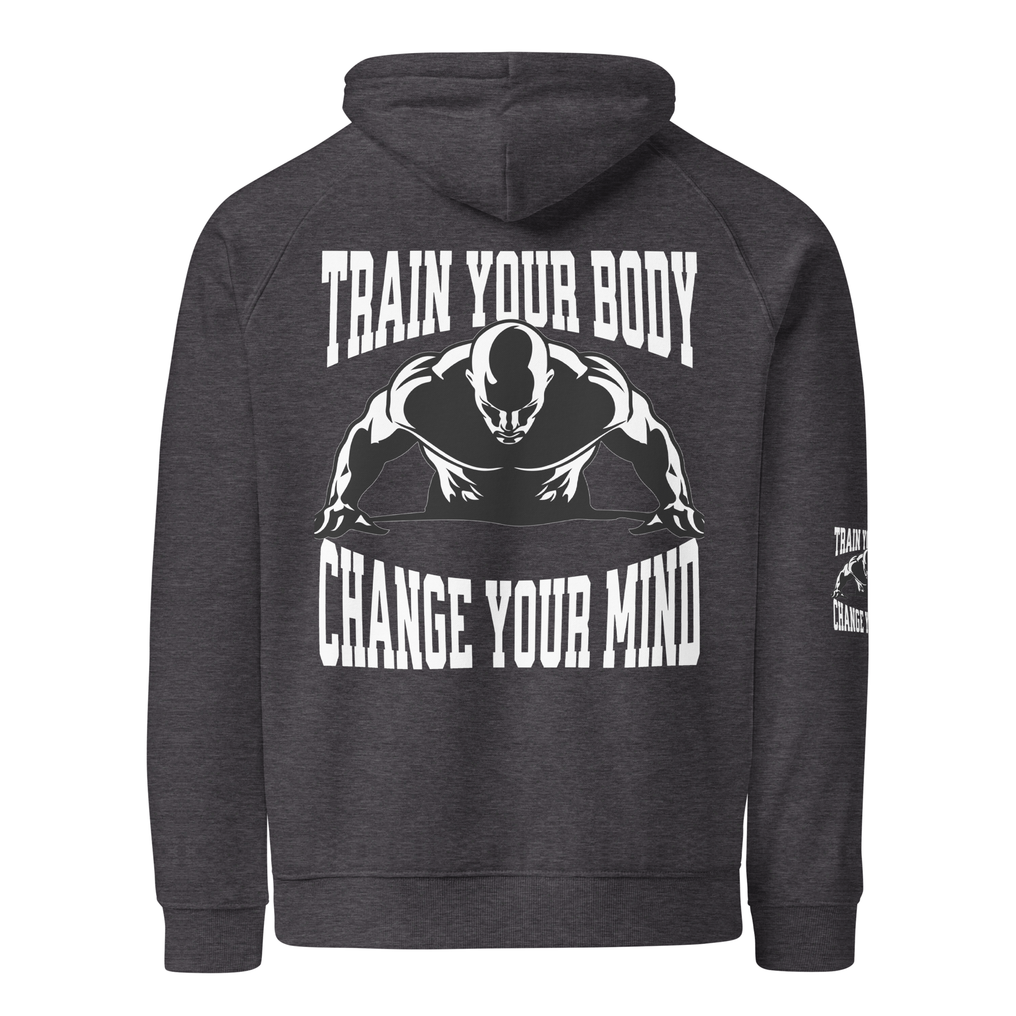 Stylish3Tees.com Train Your Body Change Your Mind Unisex eco raglan hoodie