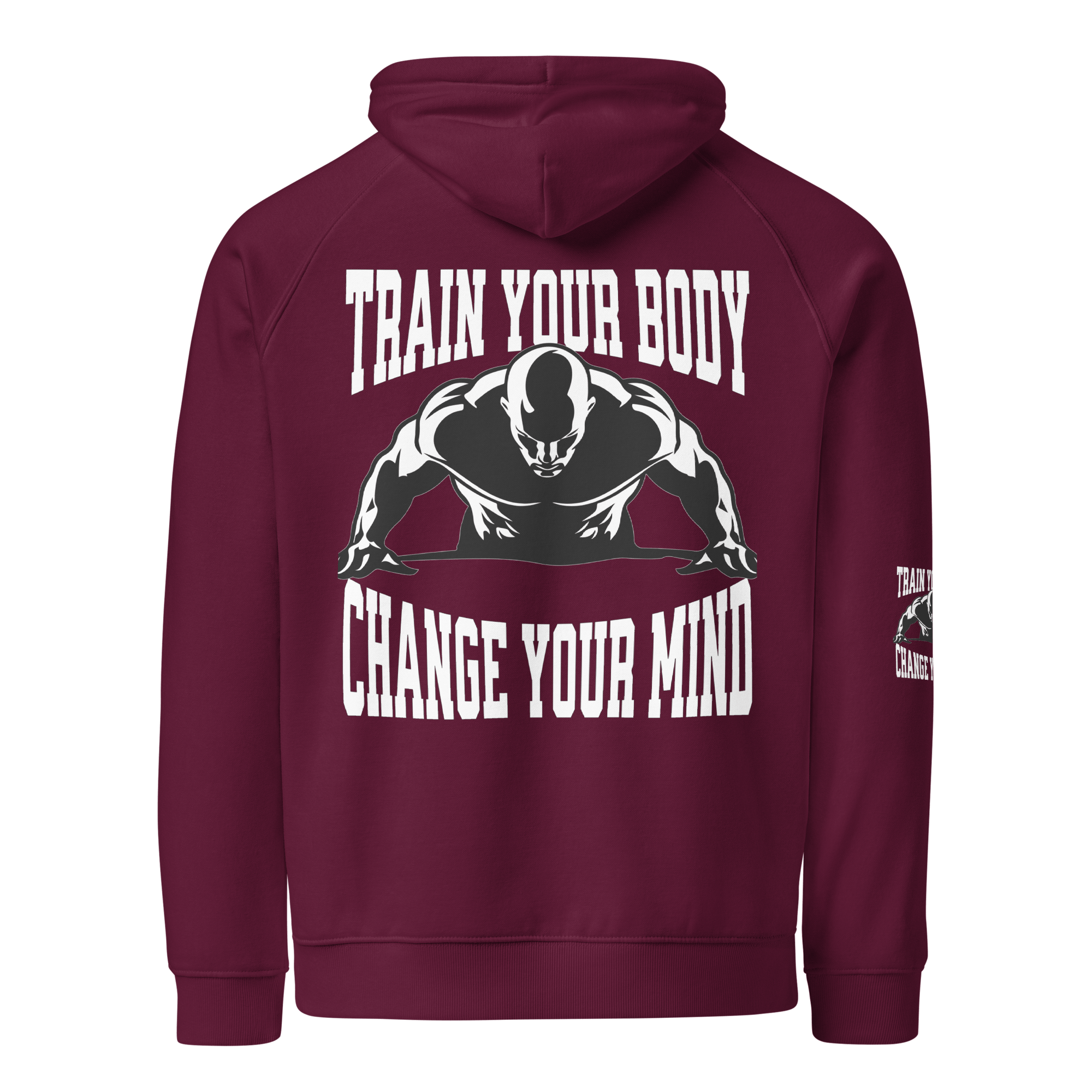 Stylish3Tees.com Train Your Body Change Your Mind Unisex eco raglan hoodie
