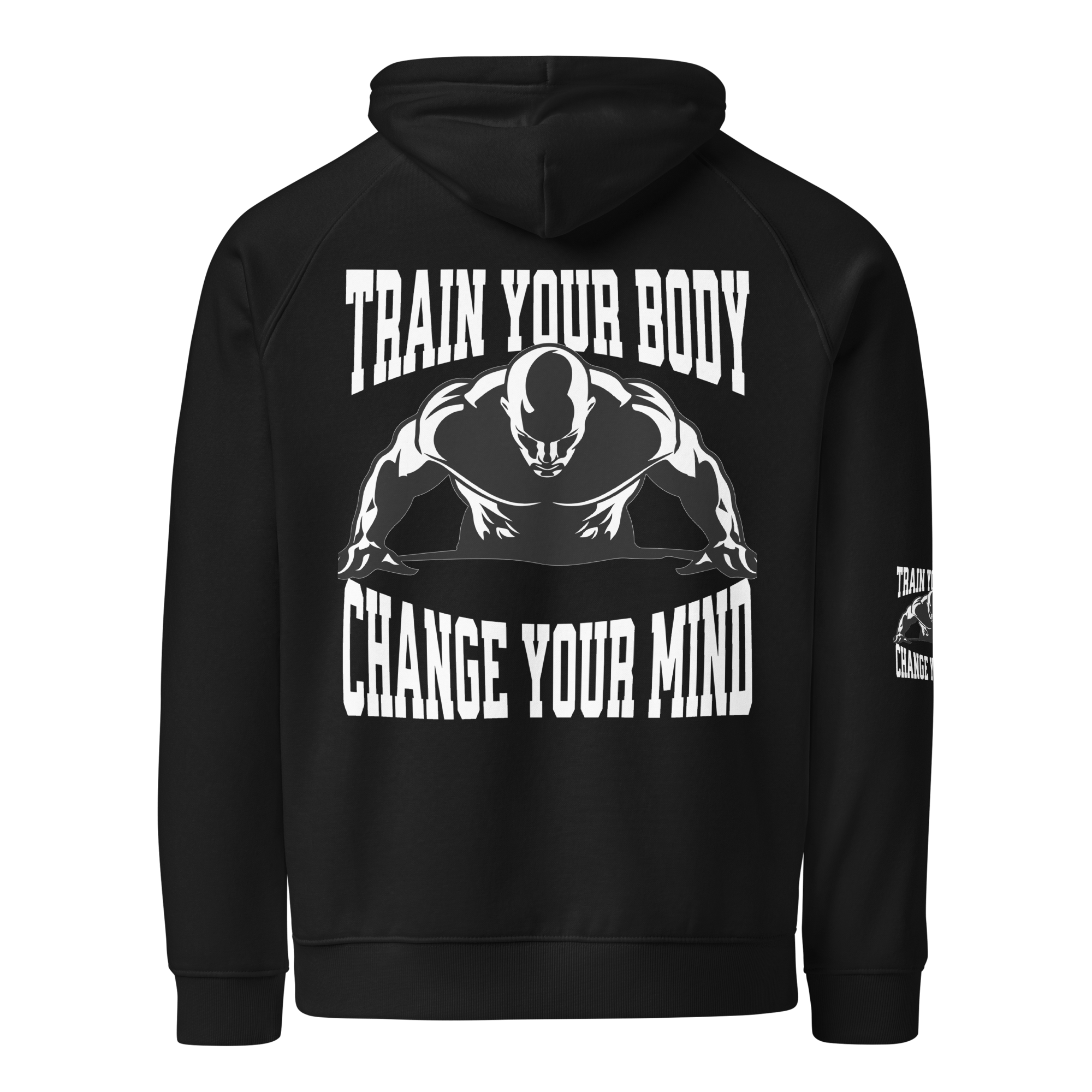 Stylish3Tees.com Train Your Body Change Your Mind Unisex eco raglan hoodie