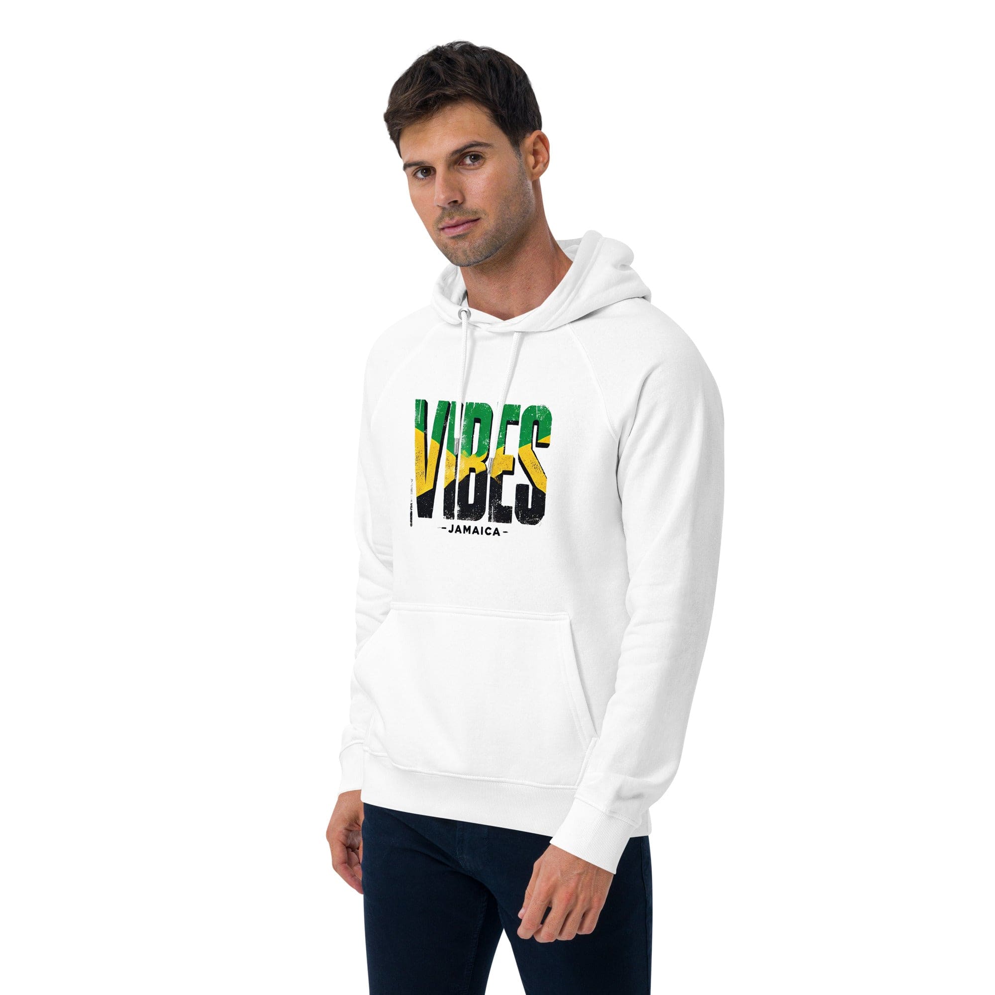 Stylish3Tees.com Vibes Jamaica Unisex eco raglan hoodie