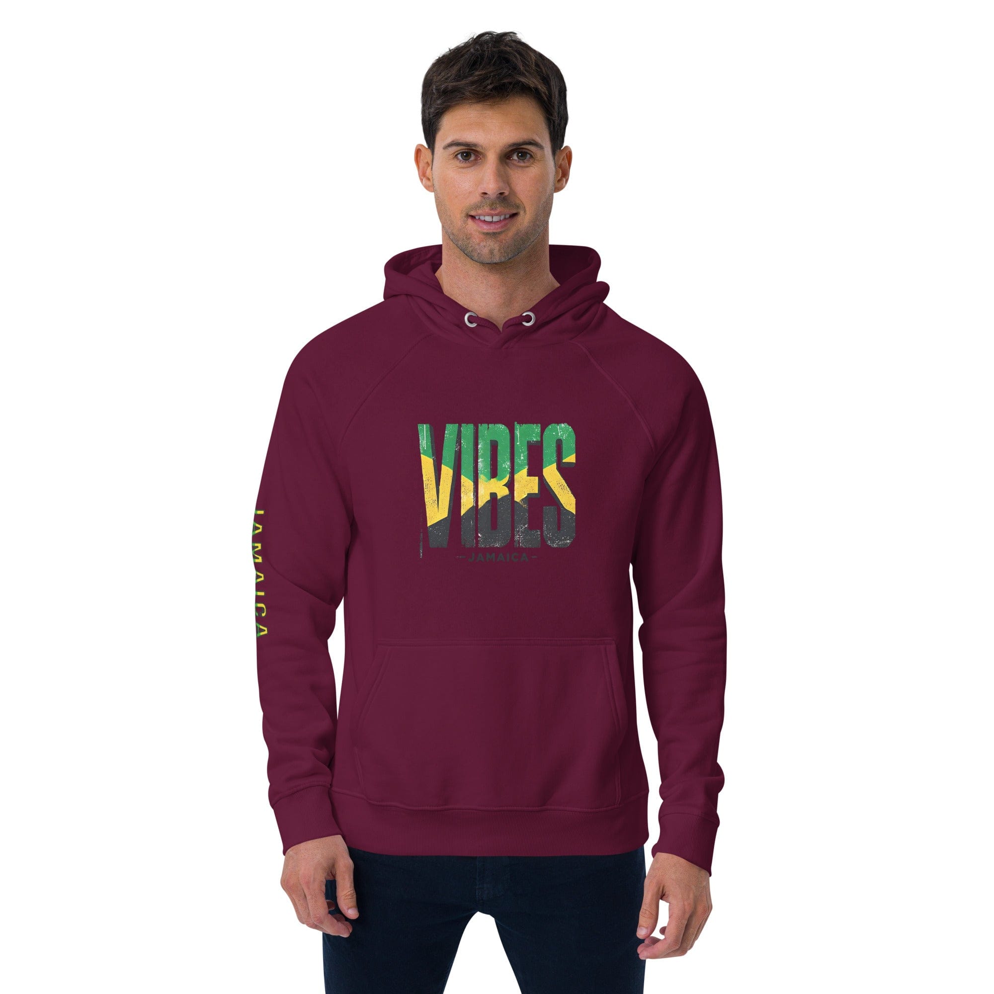 Stylish3Tees.com Vibes Jamaica Unisex eco raglan hoodie