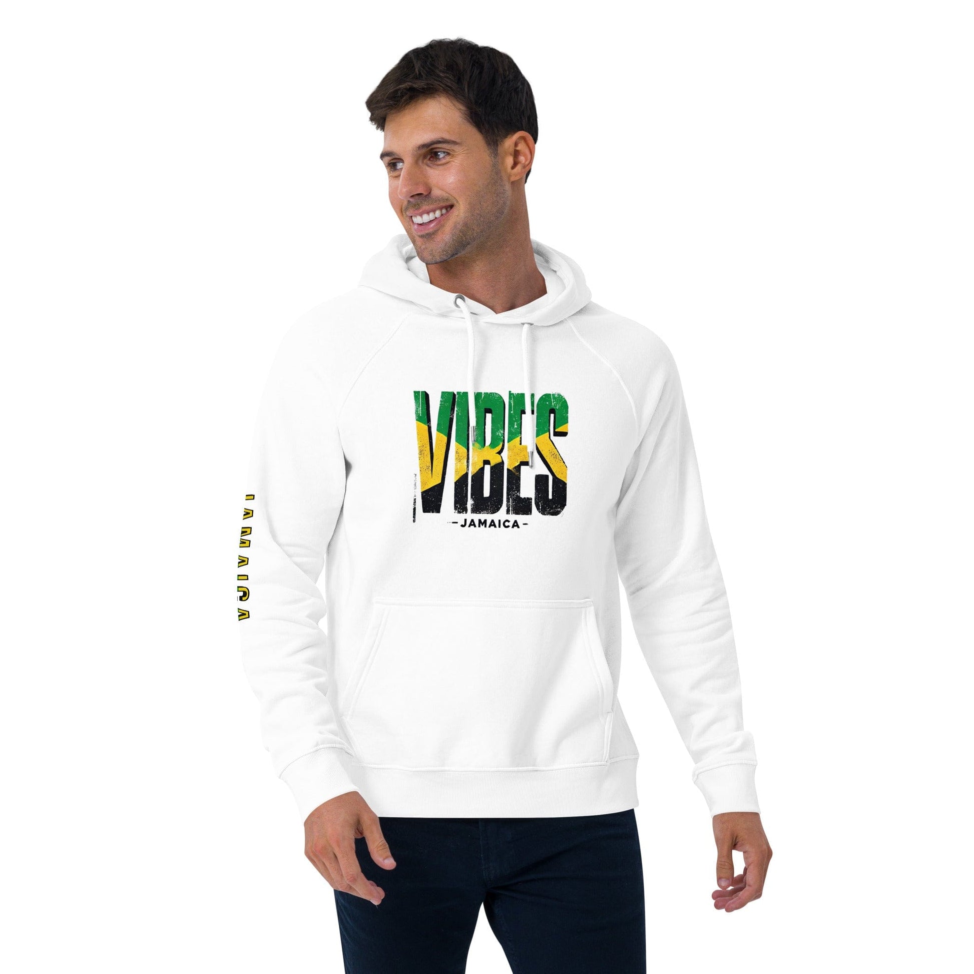 Stylish3Tees.com Vibes Jamaica Unisex eco raglan hoodie