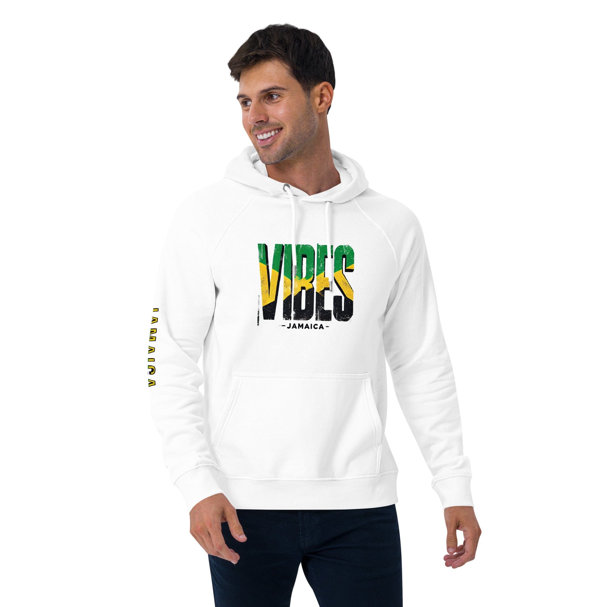 Stylish3Tees.com Vibes Jamaica Unisex eco raglan hoodie