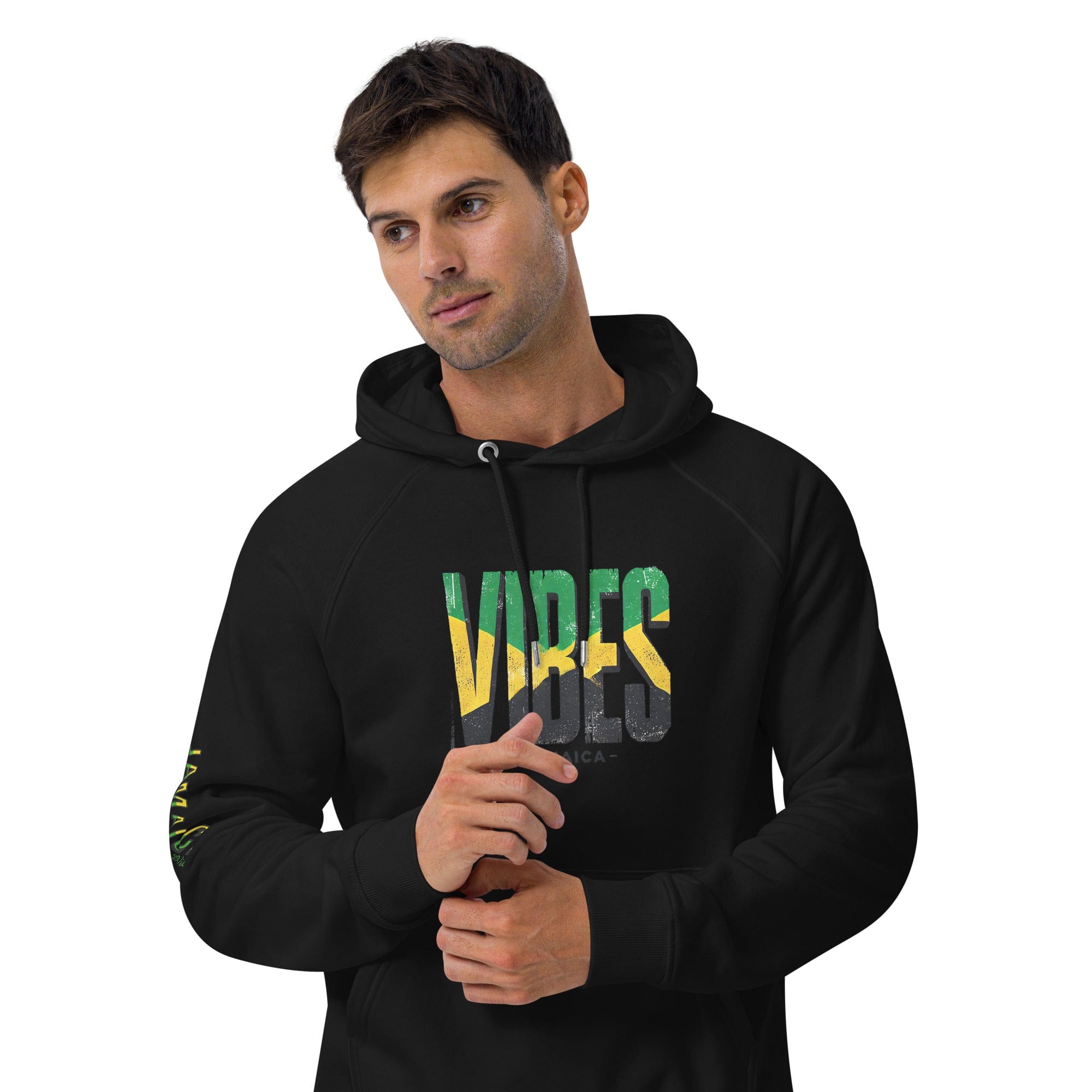 Stylish3Tees.com Vibes Jamaica Unisex eco raglan hoodie