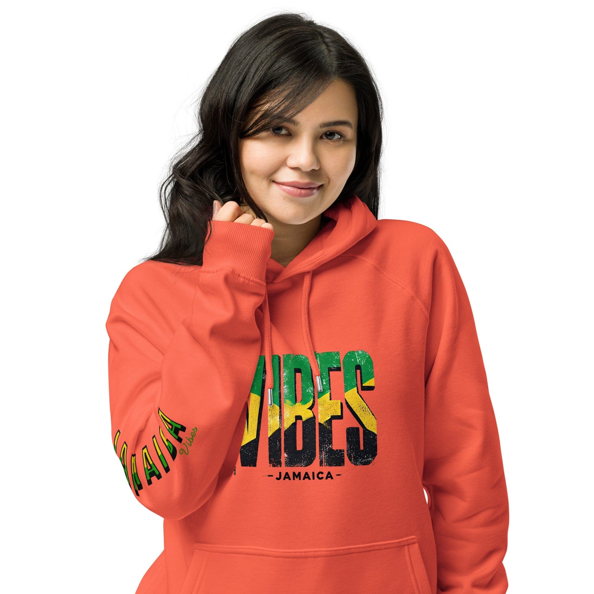 Stylish3Tees.com Vibes Jamaica Unisex eco raglan hoodie