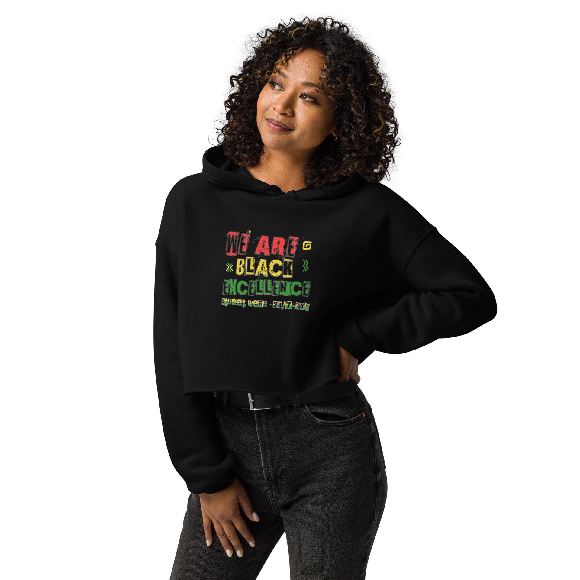 Stylish3Tees.com We Are Black Excellence 24/7-365 Crop Hoodie