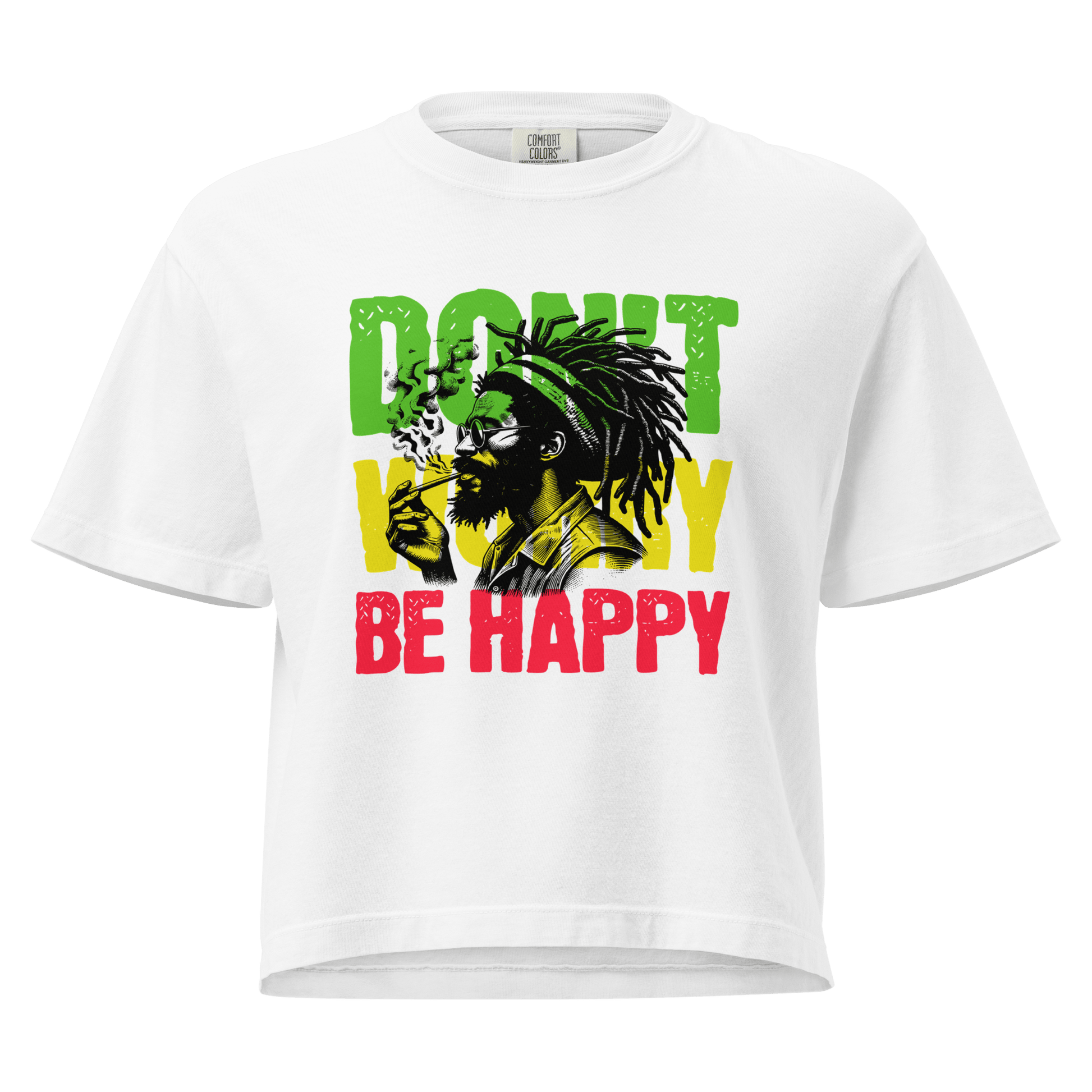 Stylish3Tees.com White / S Don't Worry, Be Happy Women’s heavyweight boxy tee