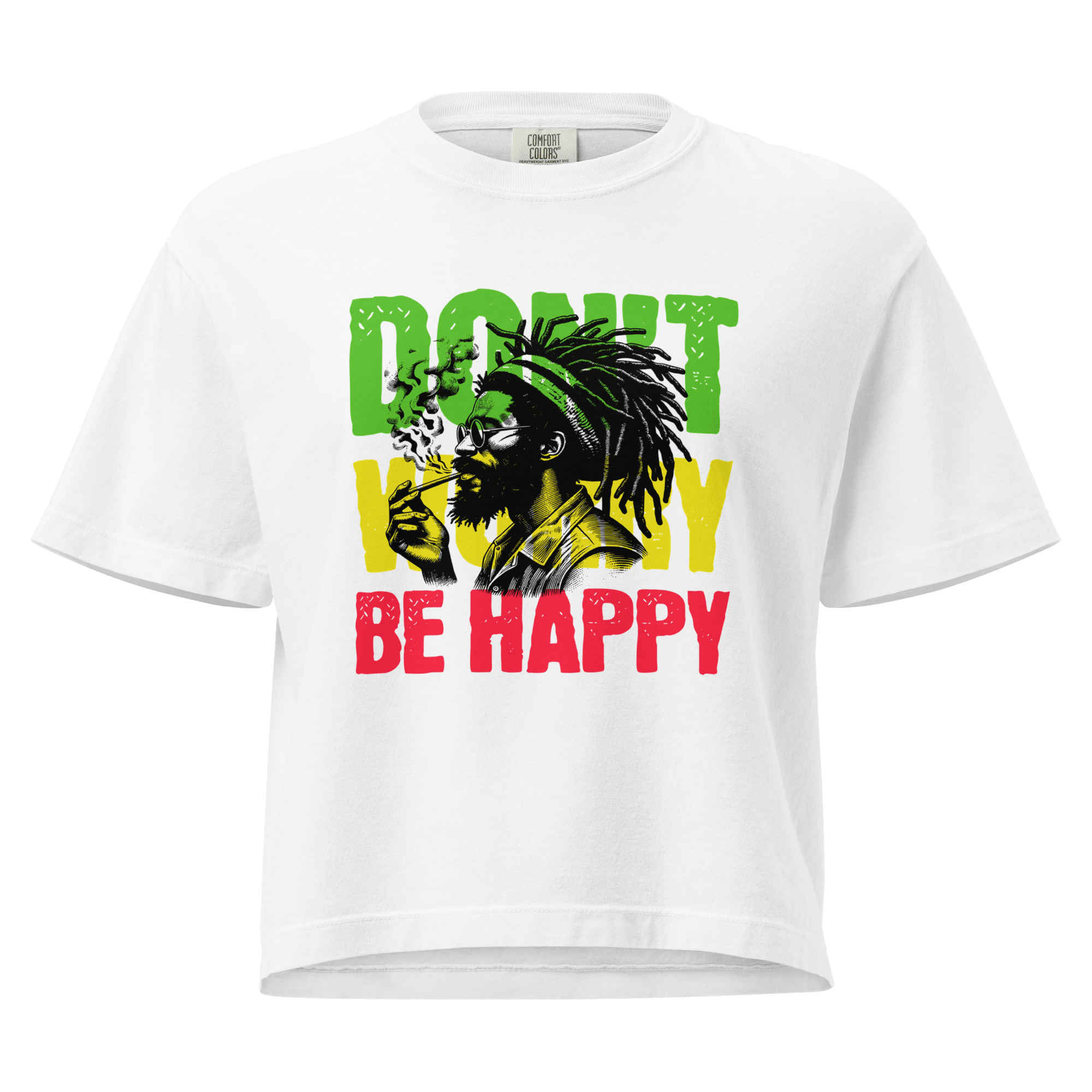 Stylish3Tees.com White / S Don't Worry, Be Happy Women’s heavyweight boxy tee