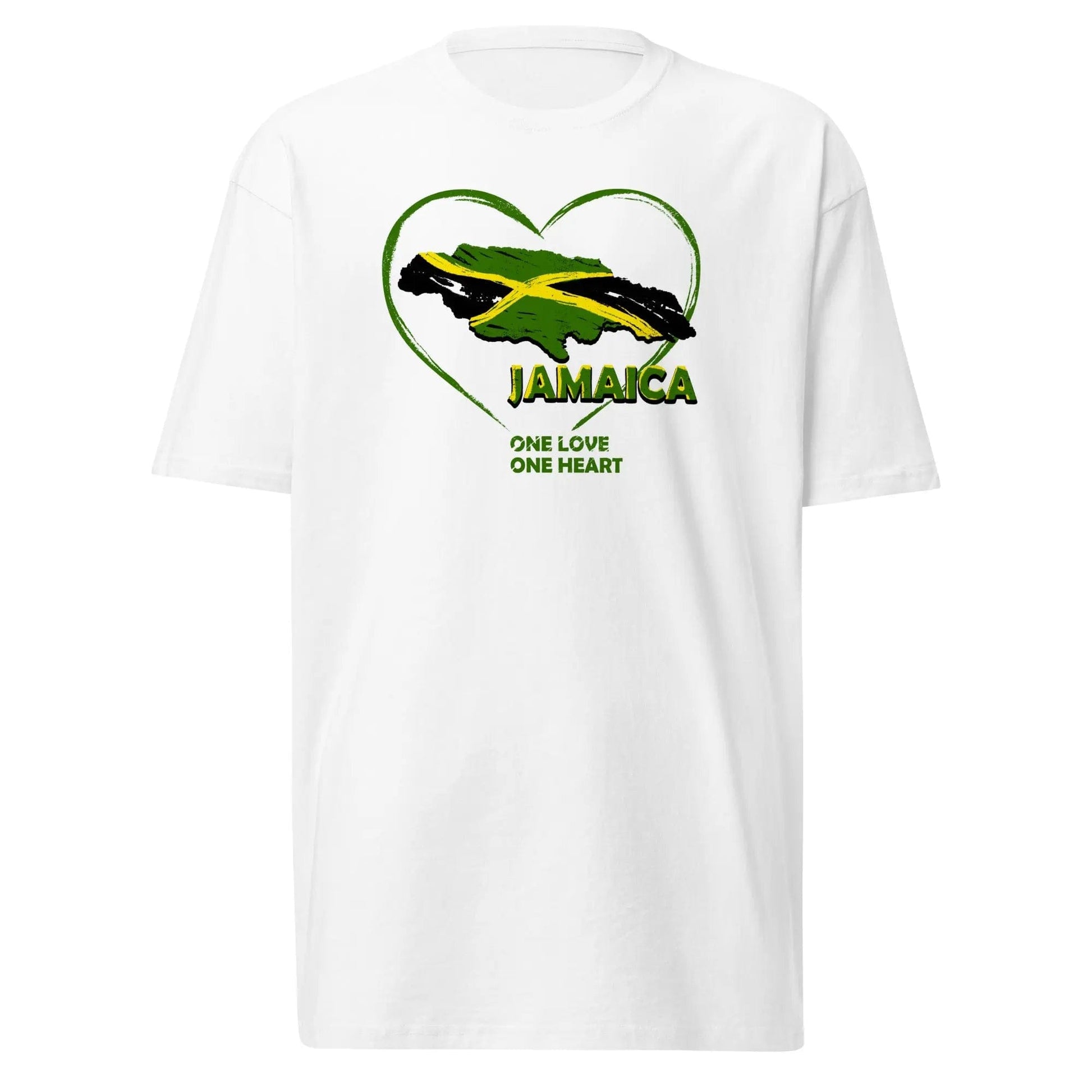 STYLISH3TEES.COM White / S Jamaica One Love One Heart. Men’s Premium Heavyweight Tee