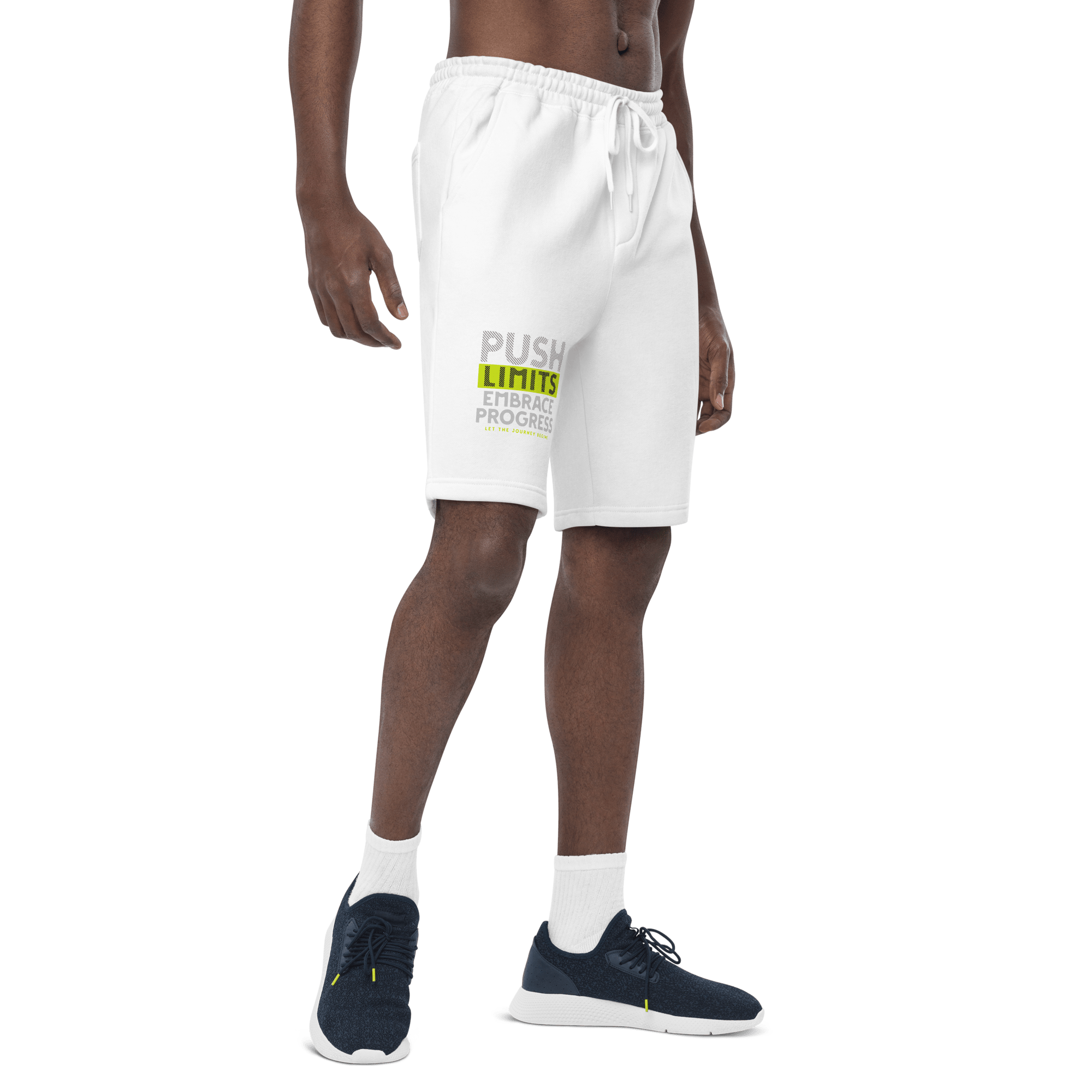 Stylish3Tees.com White / S Push Limits Embrace Progress Men's fleece shorts
