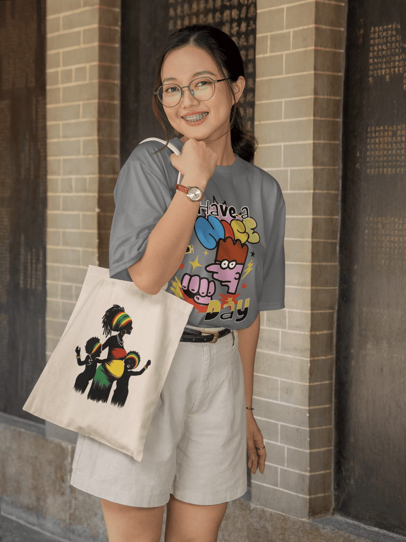 Awkward Styles 12.5X14.5X7 / Natural Mother and Children's Organic Cotton Canvas Market Tote