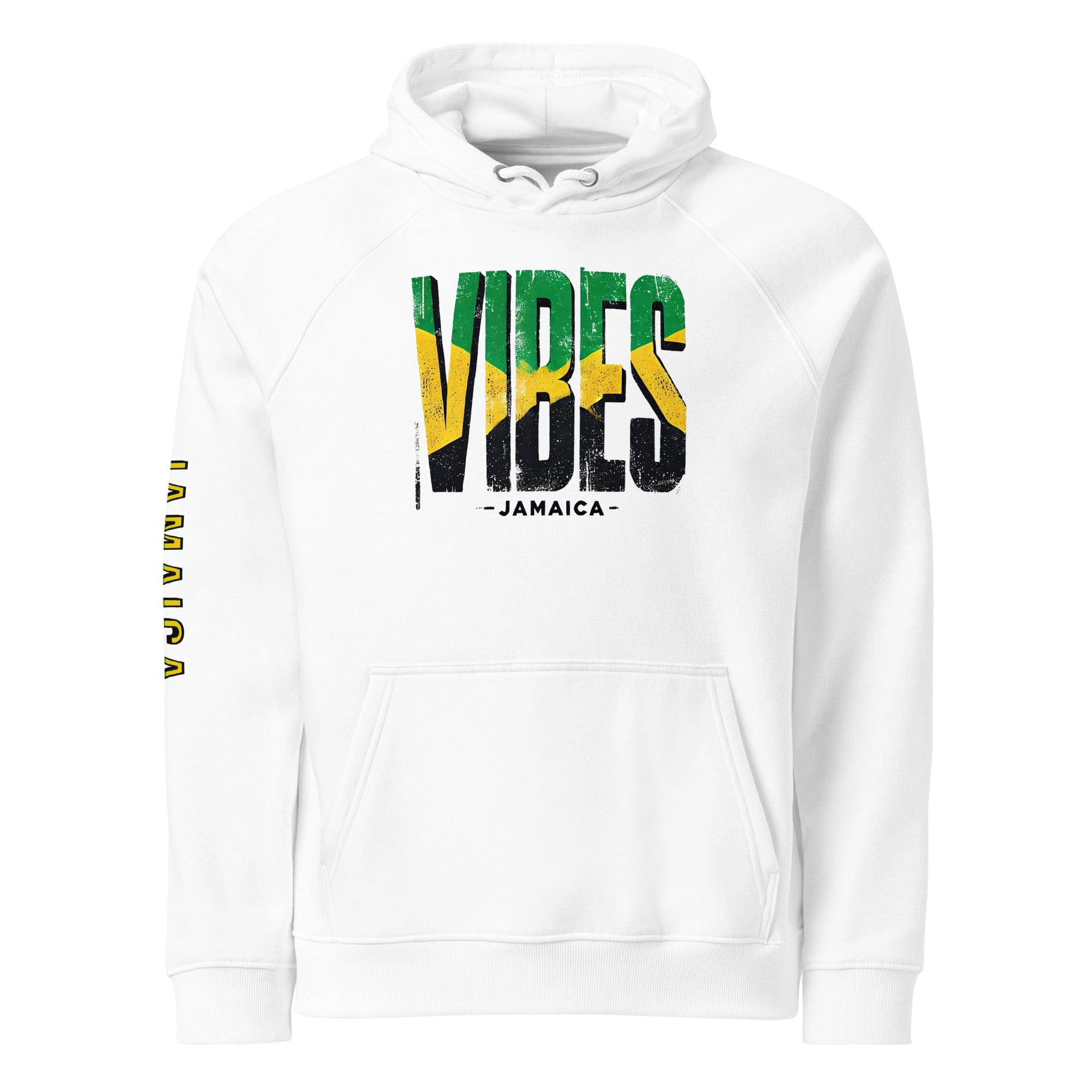 Stylish3Tees.com White / XS Vibes Jamaica Unisex eco raglan hoodie