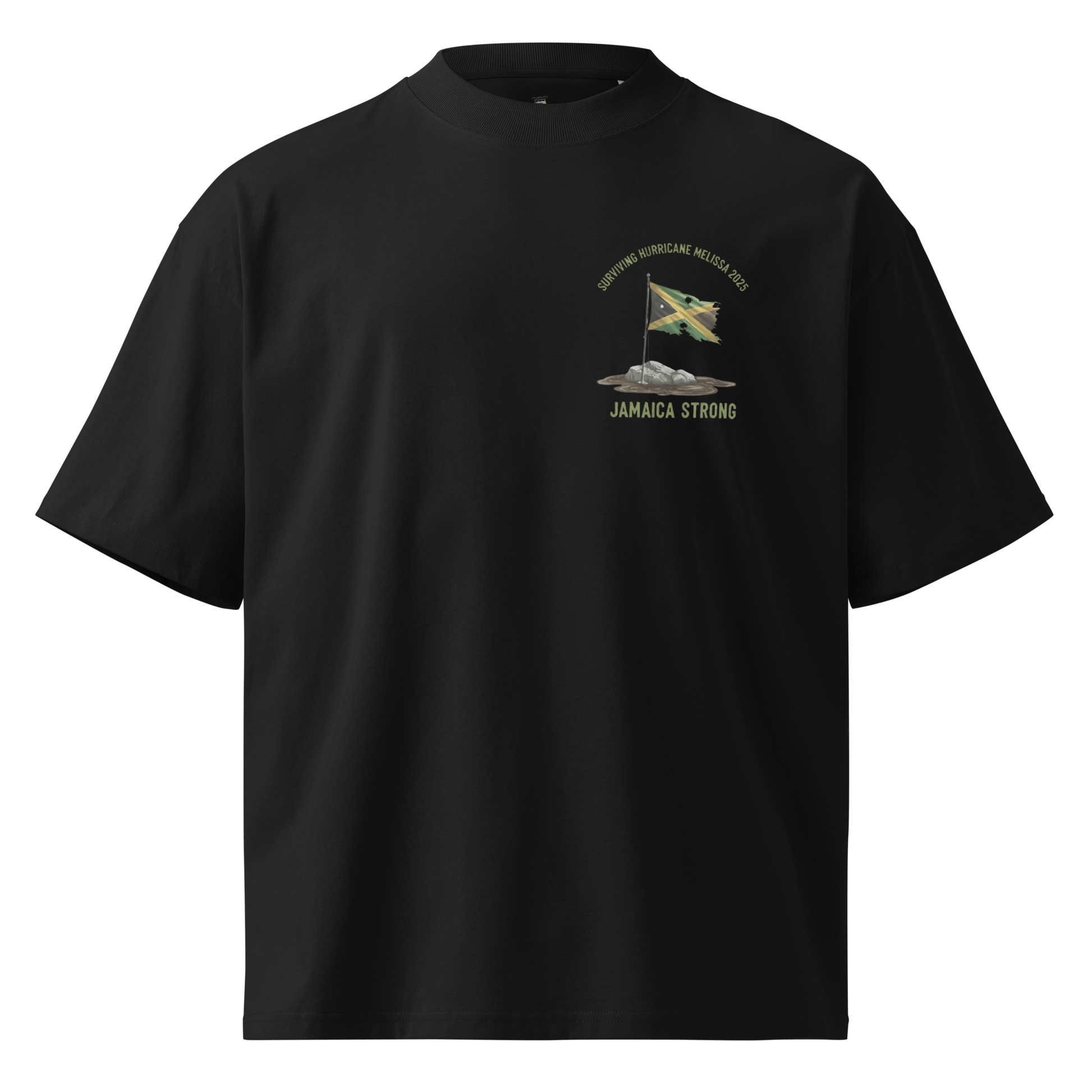 Stylish3Tees.com Black / S Surviving Hurricane Melissa Unisex organic oversized high neck t-shirt