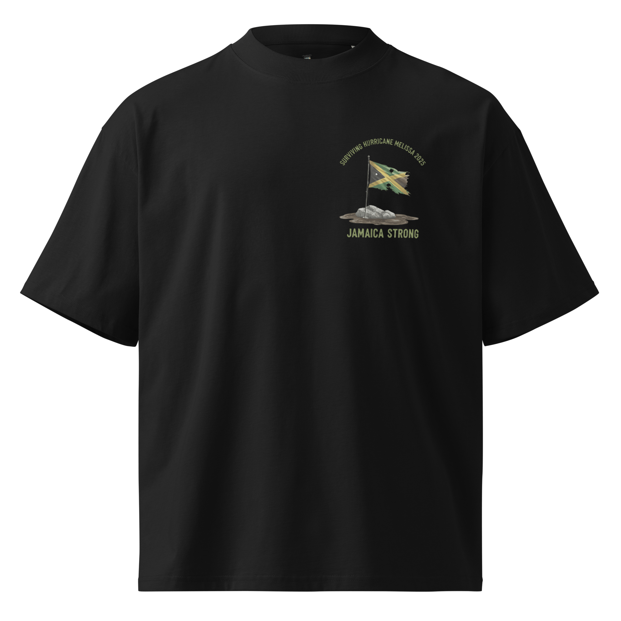 Stylish3Tees.com Black / S Surviving Hurricane Melissa Unisex organic oversized high neck t-shirt