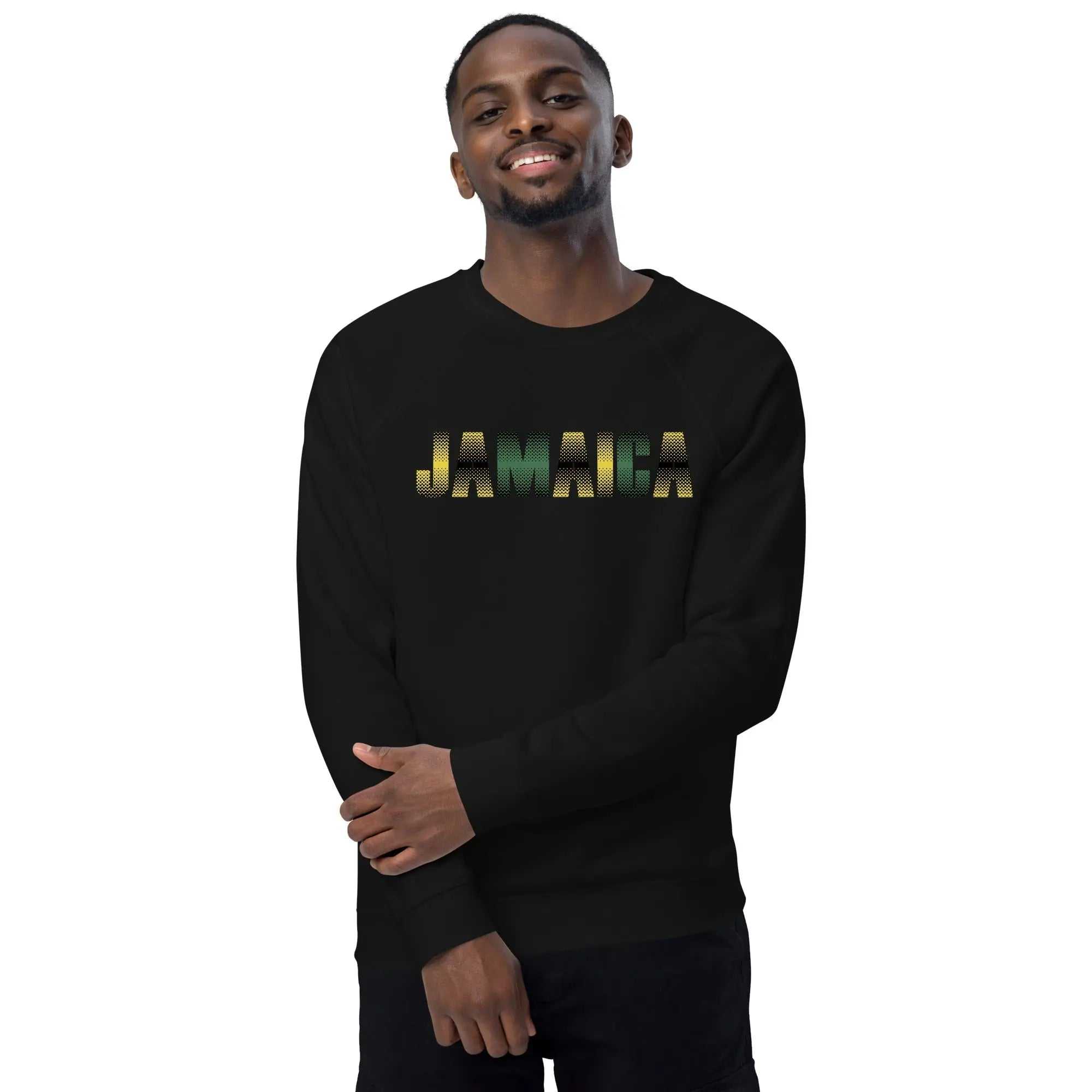 Jamaica Unisex sweatshirt with gradient flag colors and organic cotton fabric