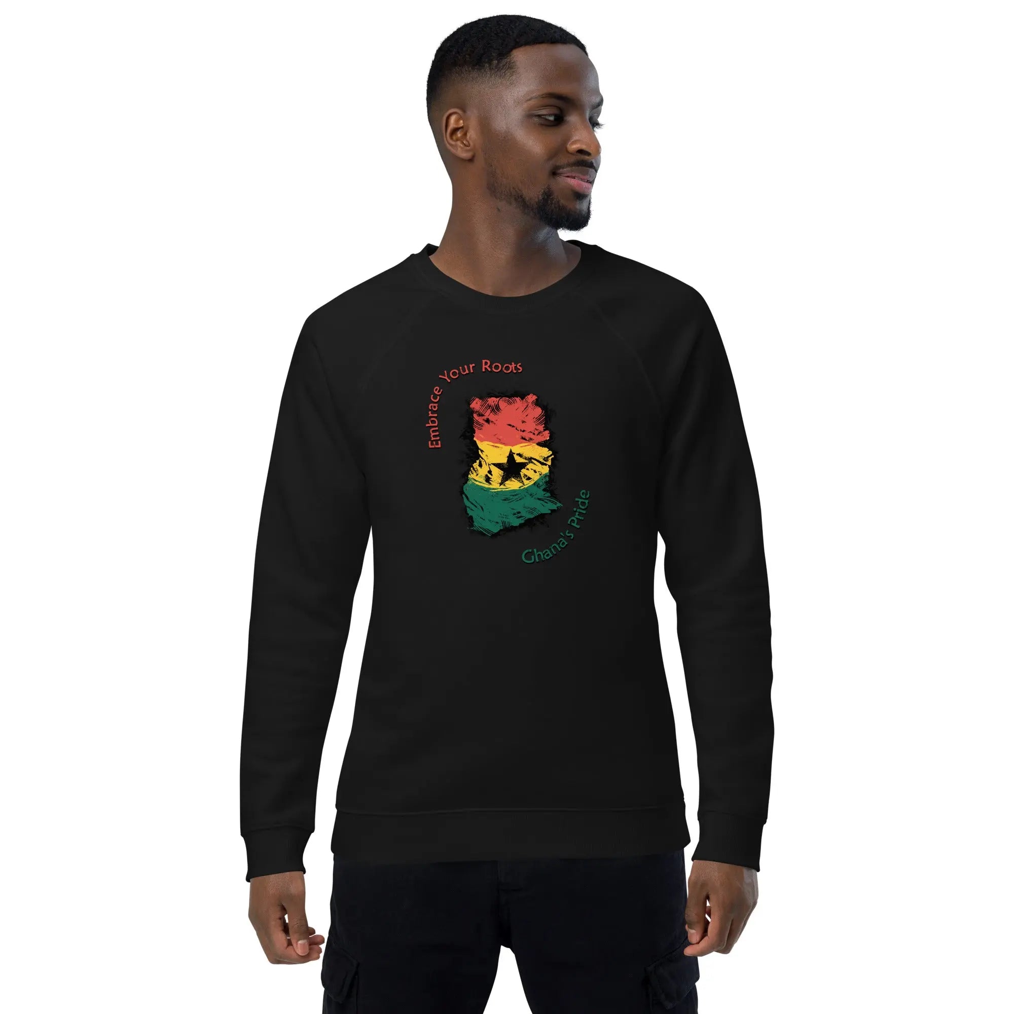 Ghana Pride Unisex organic raglan sweatshirt - Stylish3Tees.com