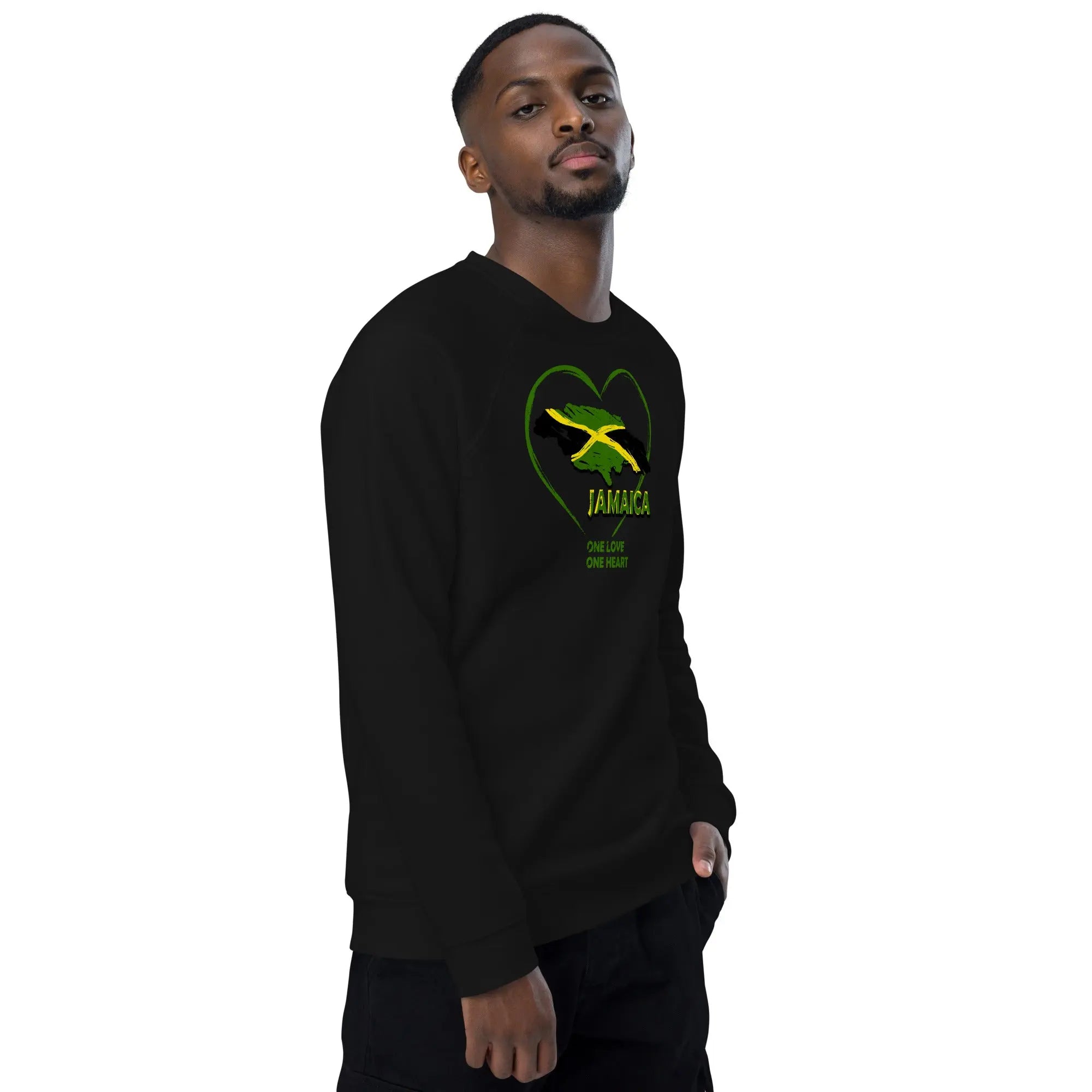 One Love One Heart Unisex organic raglan sweatshirt - Stylish3Tees.com