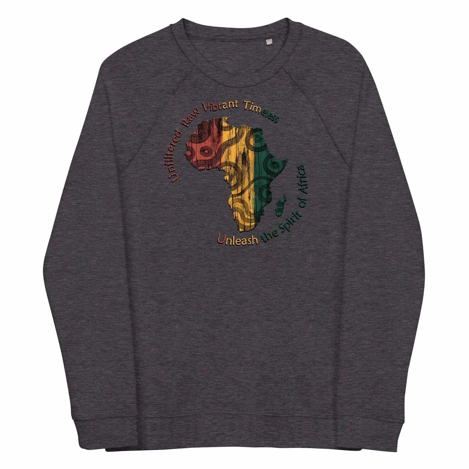 Stylish3Tees.com Charcoal Melange / XS Spirit Of Africa Unisex organic raglan sweatshirt