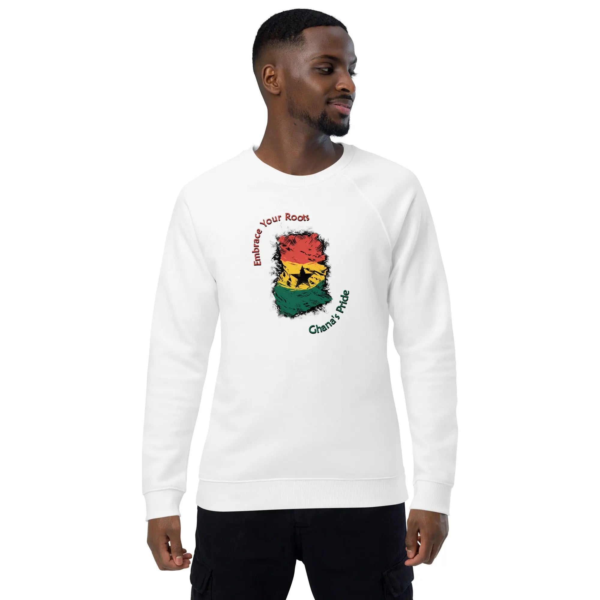 Ghana Pride Unisex organic raglan sweatshirt - Stylish3Tees.com