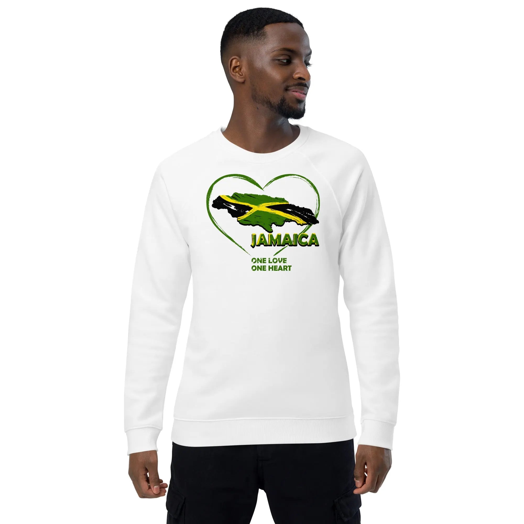 One Love One Heart Unisex organic raglan sweatshirt - Stylish3Tees.com