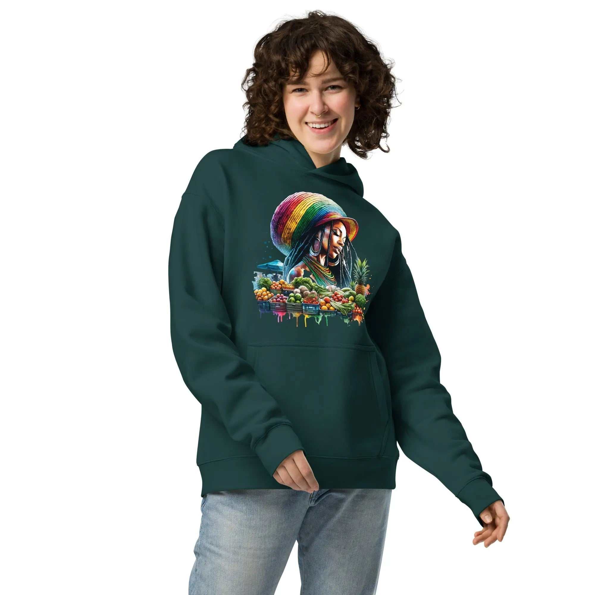 unisex oversized Natural Beauty hoodie with colorful graphic and kangaroo pocket
