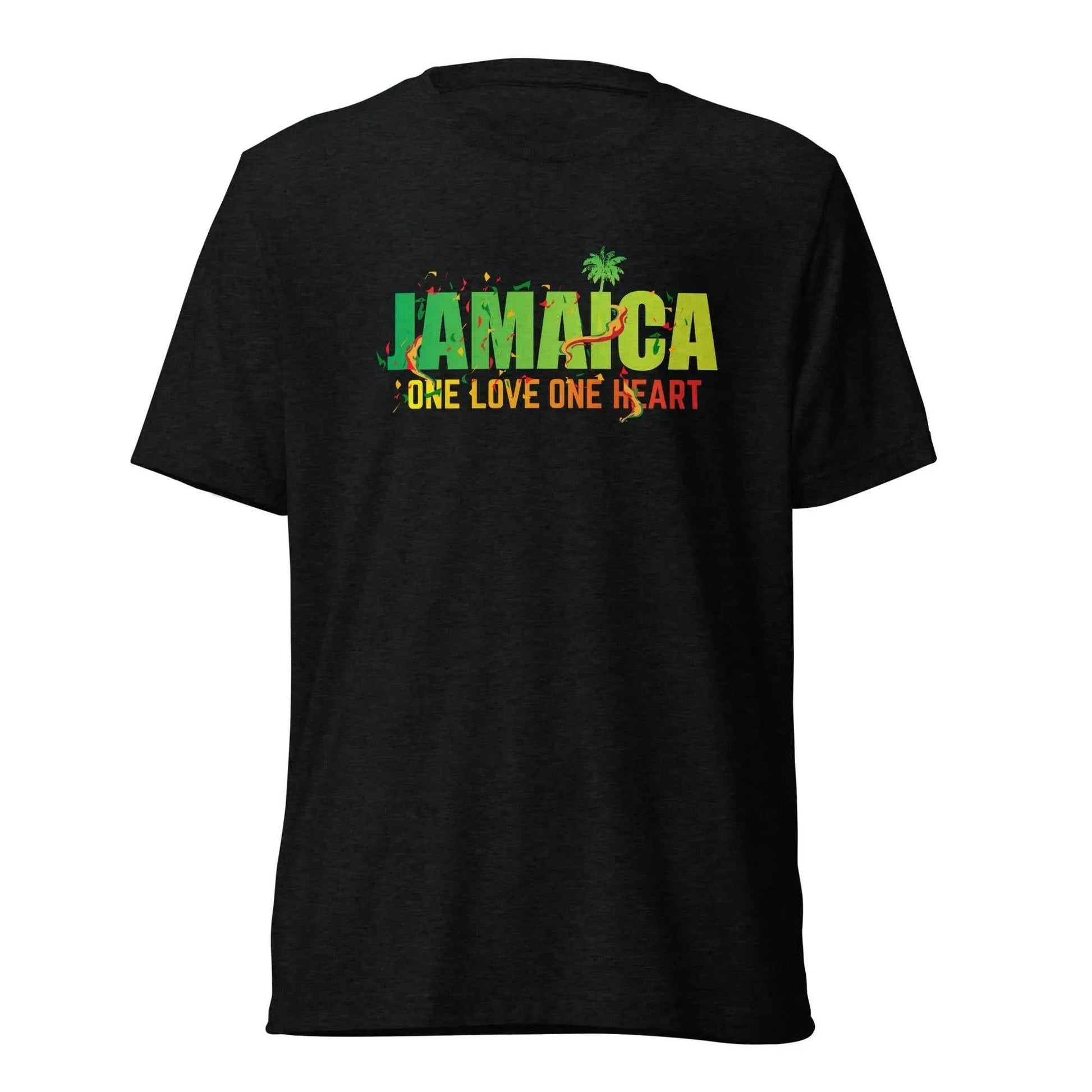 STYLISH3TEES.COM Solid Black Triblend / XS Jamaica One Love One Heart Short Sleeve Unisex T shirt