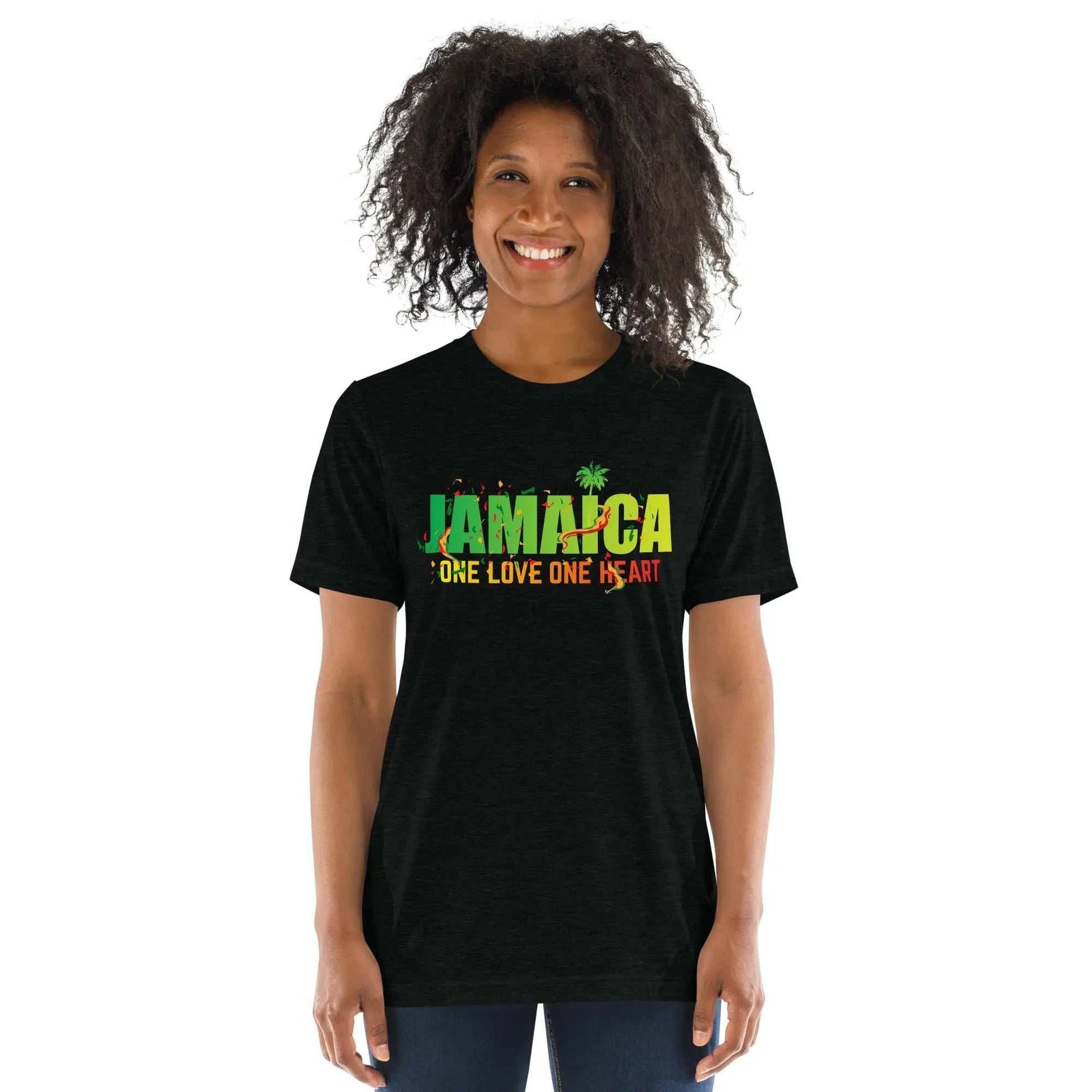 STYLISH3TEES.COM Jamaica One Love One Heart Short Sleeve Unisex T shirt