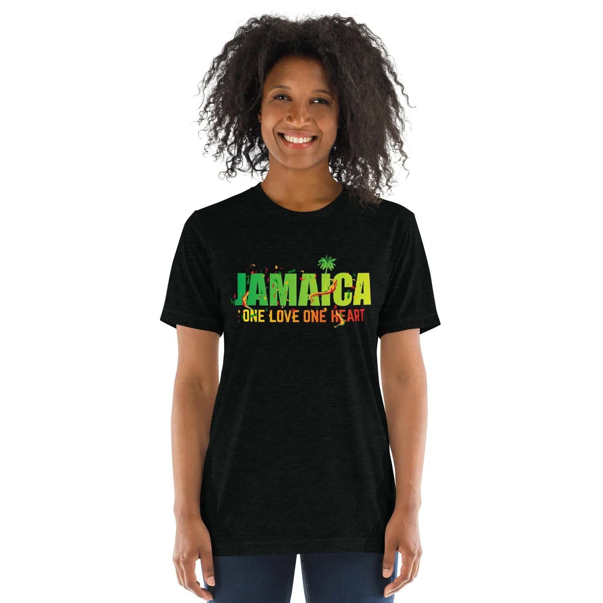STYLISH3TEES.COM Jamaica One Love One Heart Short Sleeve Unisex T shirt