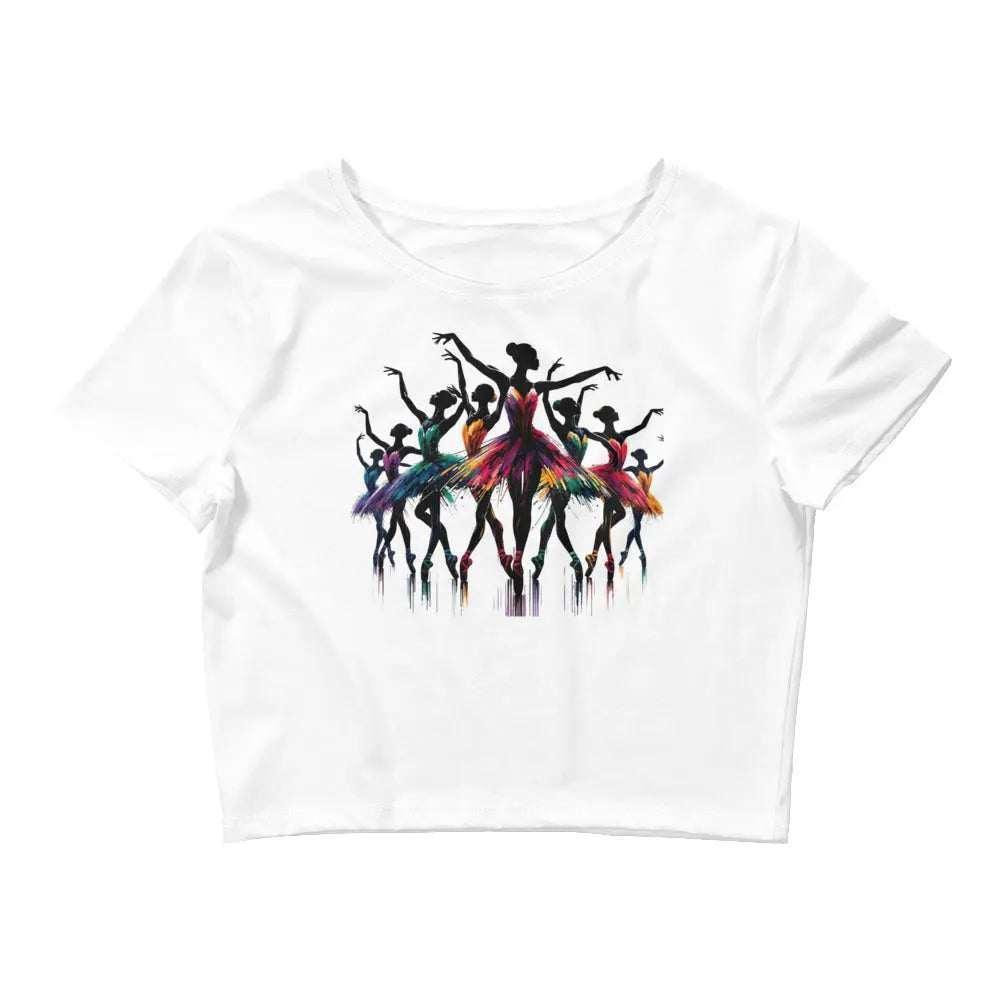 Stylish3Tees.com White / XS/SM Ballet Dancers -Grace In Motion Women’s Crop Tee