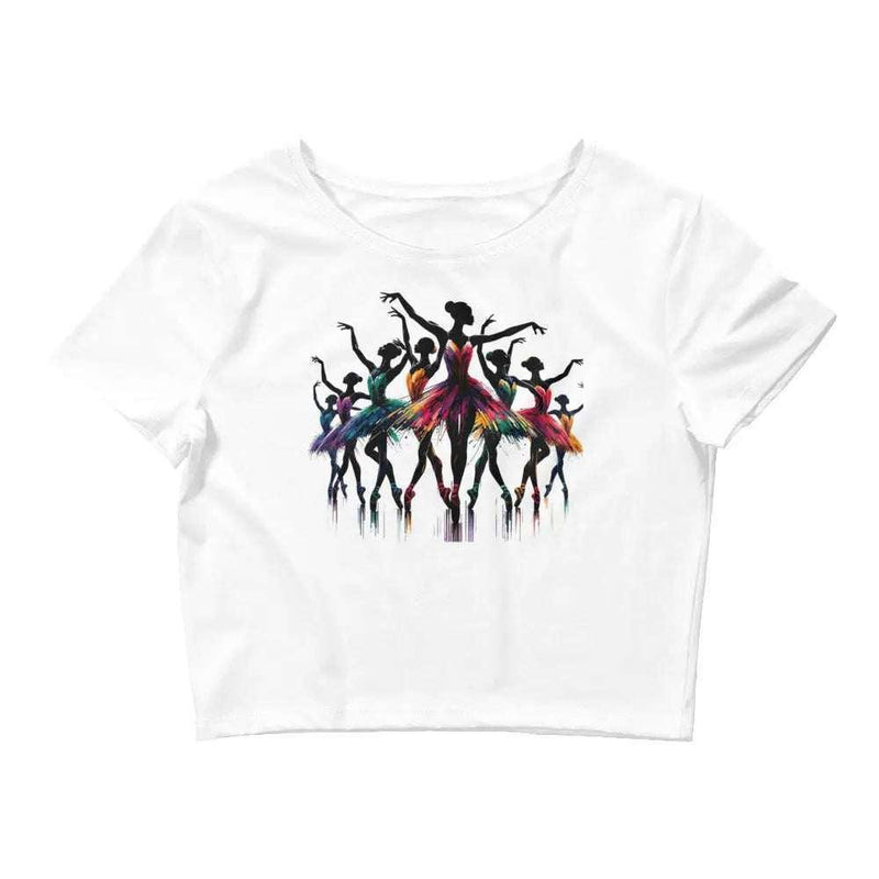 Stylish3Tees.com White / XS/SM Ballet Dancers -Grace In Motion Women’s Crop Tee