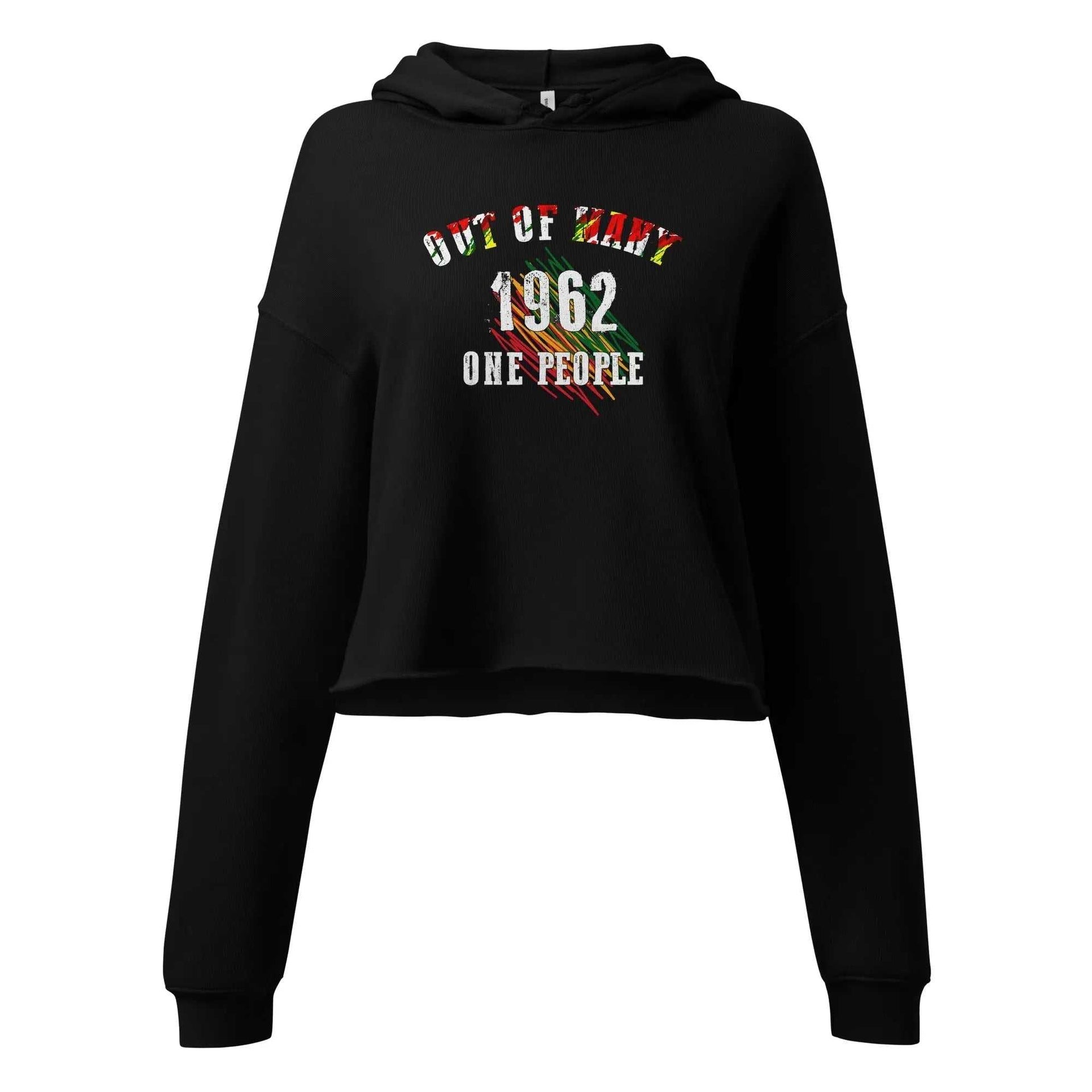 STYLISH3TEES.COM Black / S Out Of Many One People Ladies Crop Hoodie