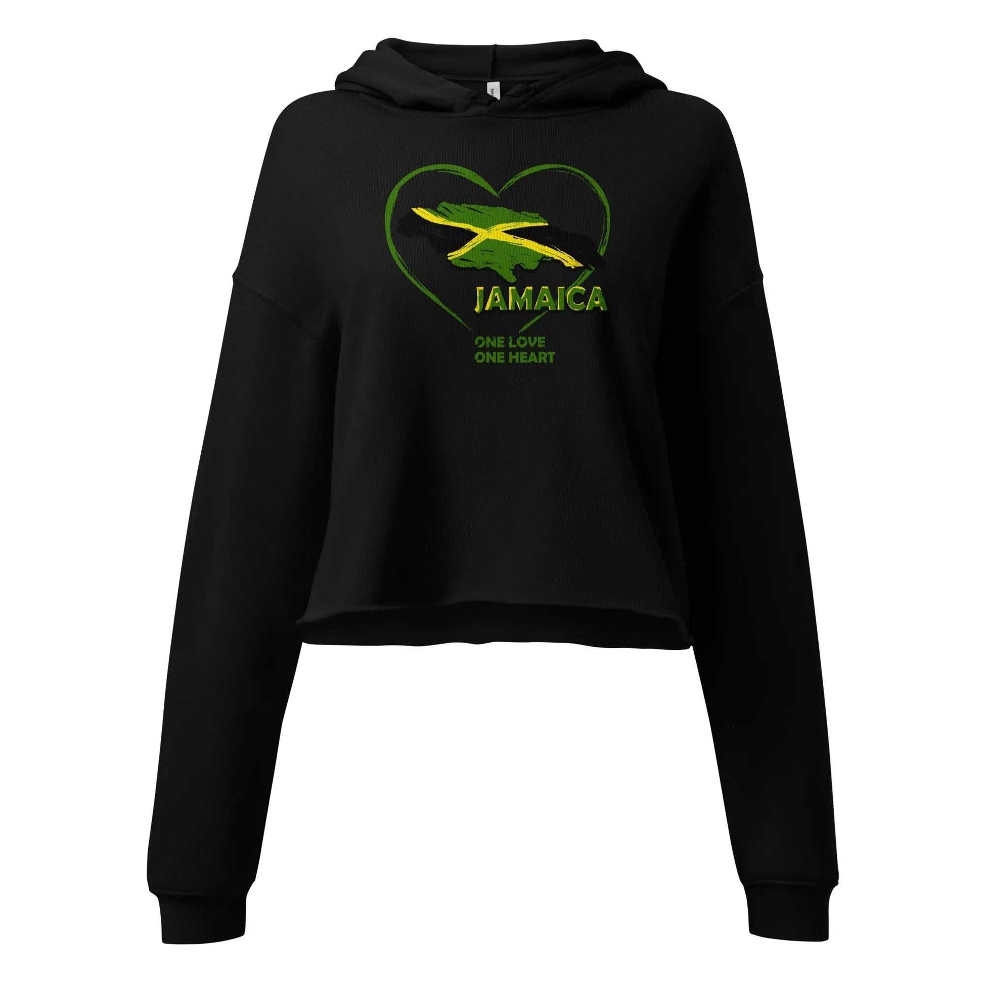 STYLISH3TEES.COM Black / S One Love One Heart Ladies Crop Hoodie
