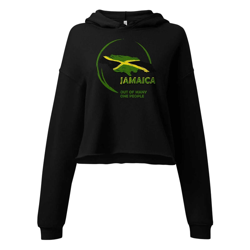STYLISH3TEES.COM Black / S Out Of Many One People Ladies Crop Hoodie